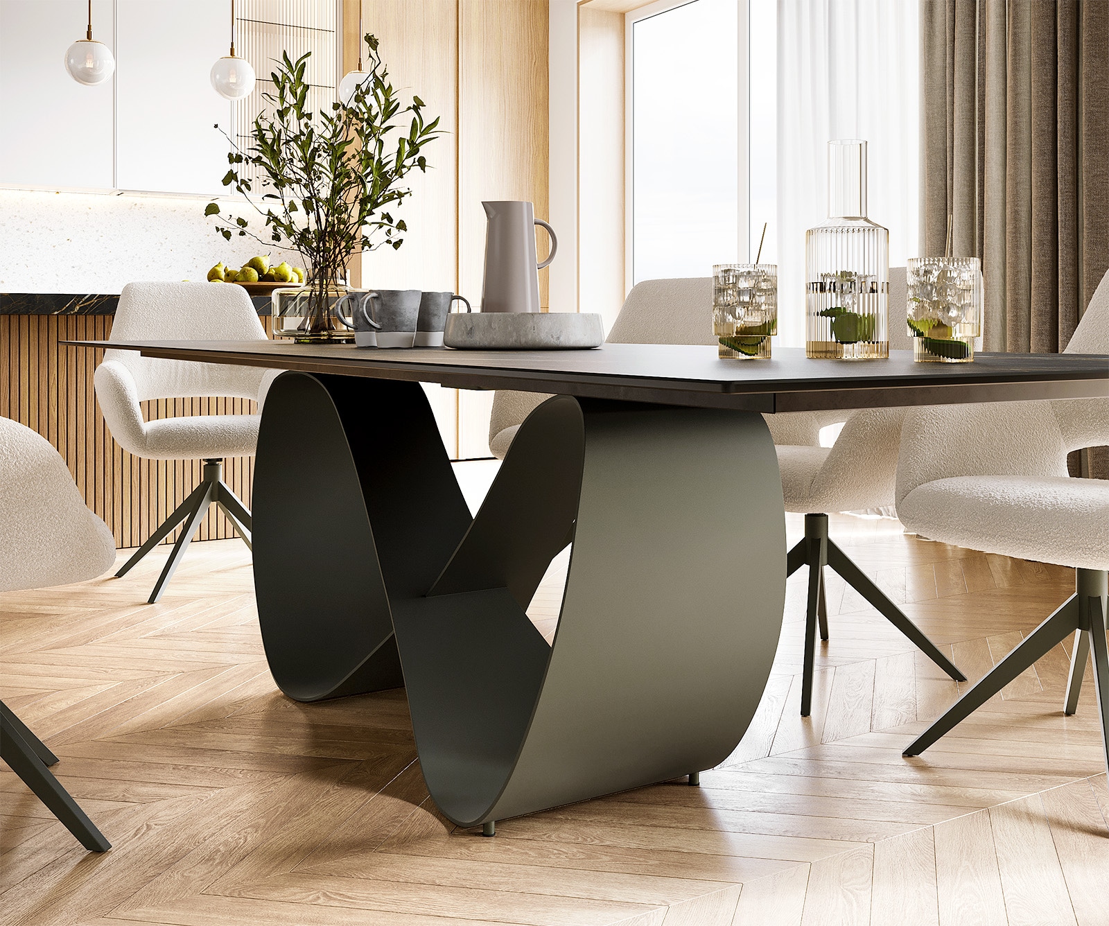 Esstisch Edge 300x100 Keramik Laminam® Noir Desir Braun Infinity Metall Effektfinish Titan 4 Esstisch Edge 300x100 Keramik Laminam® Noir Desir Braun Infinity Metall Effektfinish Titan 4