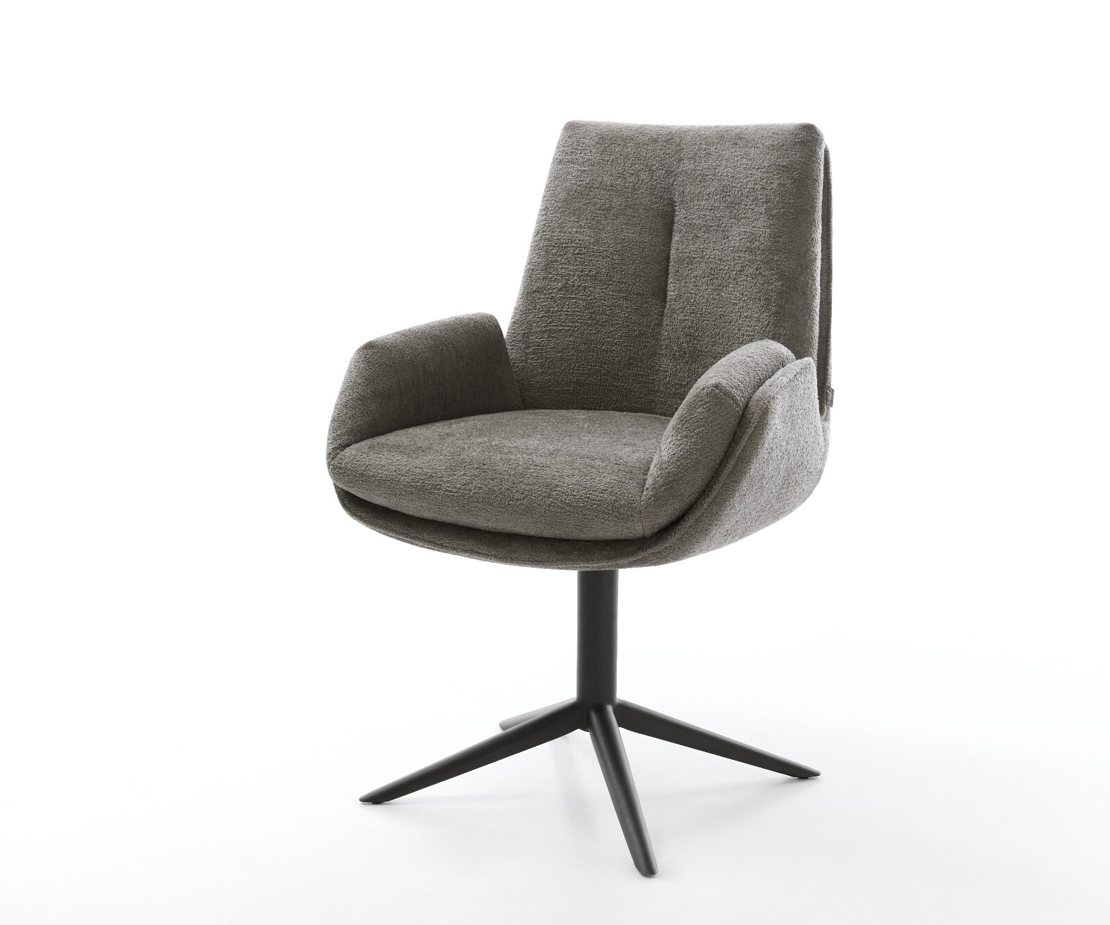 Drehstuhl Clea-Flex Bouclé Soft Schlamm Fußkreuz Schwarz 360° drehbar Wippf günstig online kaufen