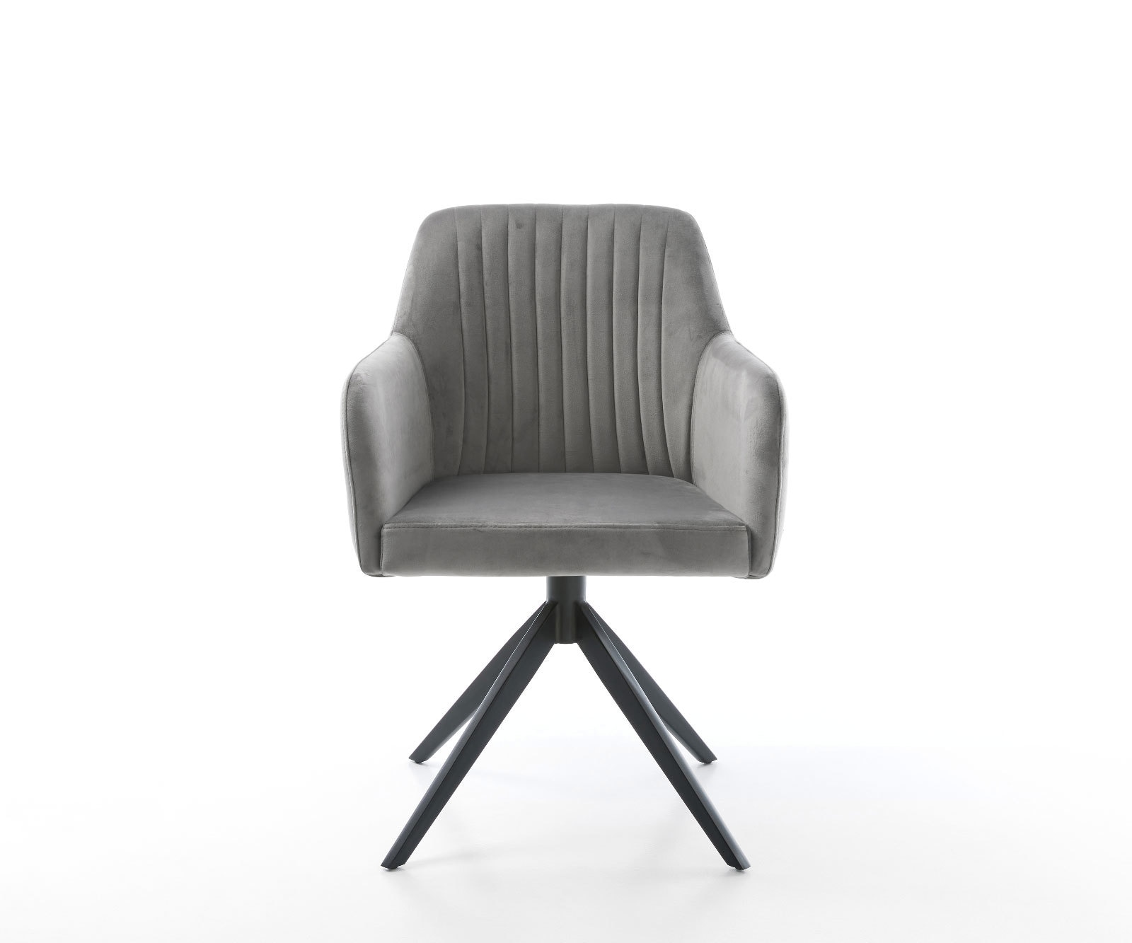 Drehstuhl Greg-Flex Samt Grau Kreuzgestell breit Schwarz 360° drehbar Wippfunktion Taschenfederkern 2