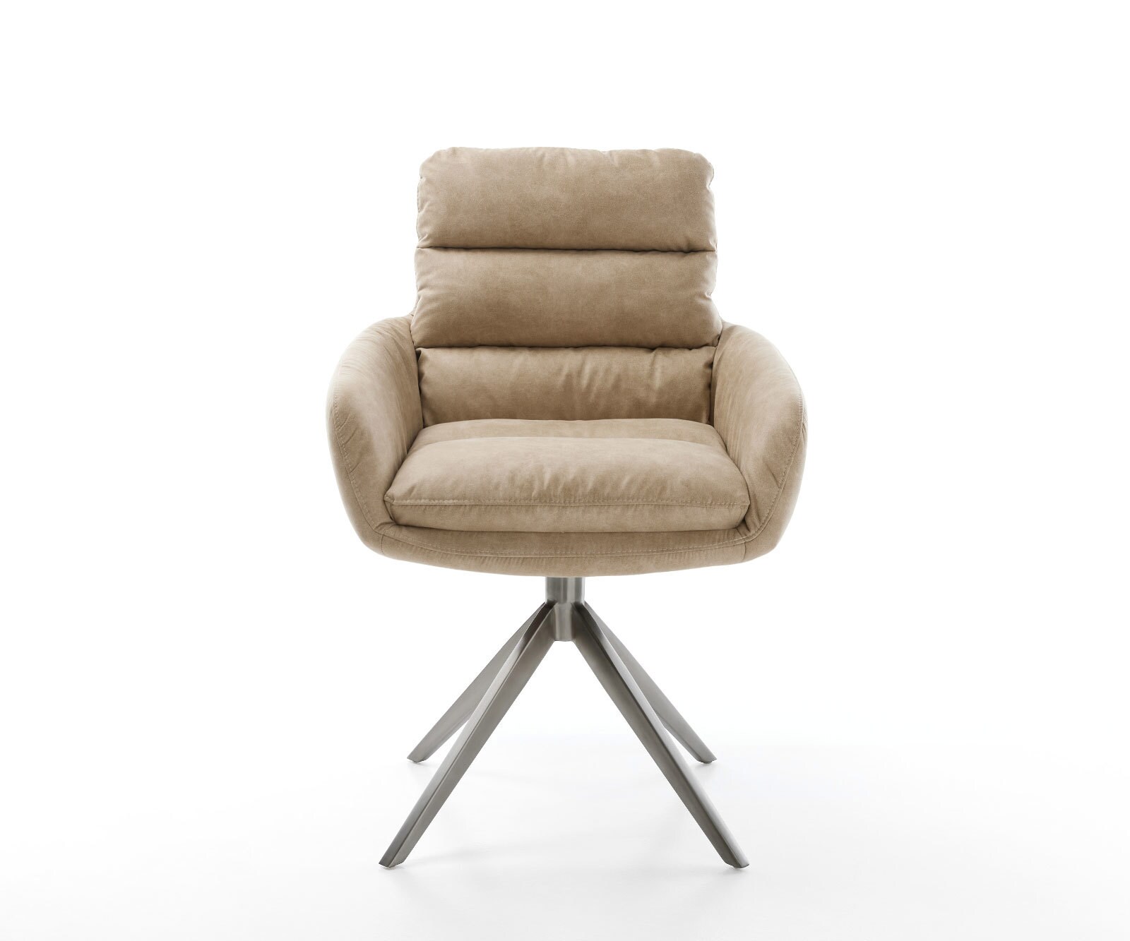 Drehstuhl Abelia-Flex mit Armlehnen Mikrofaser Beige Vintage Kreuzgestell breit Graphit 360° drehbar Wippfunktion 2