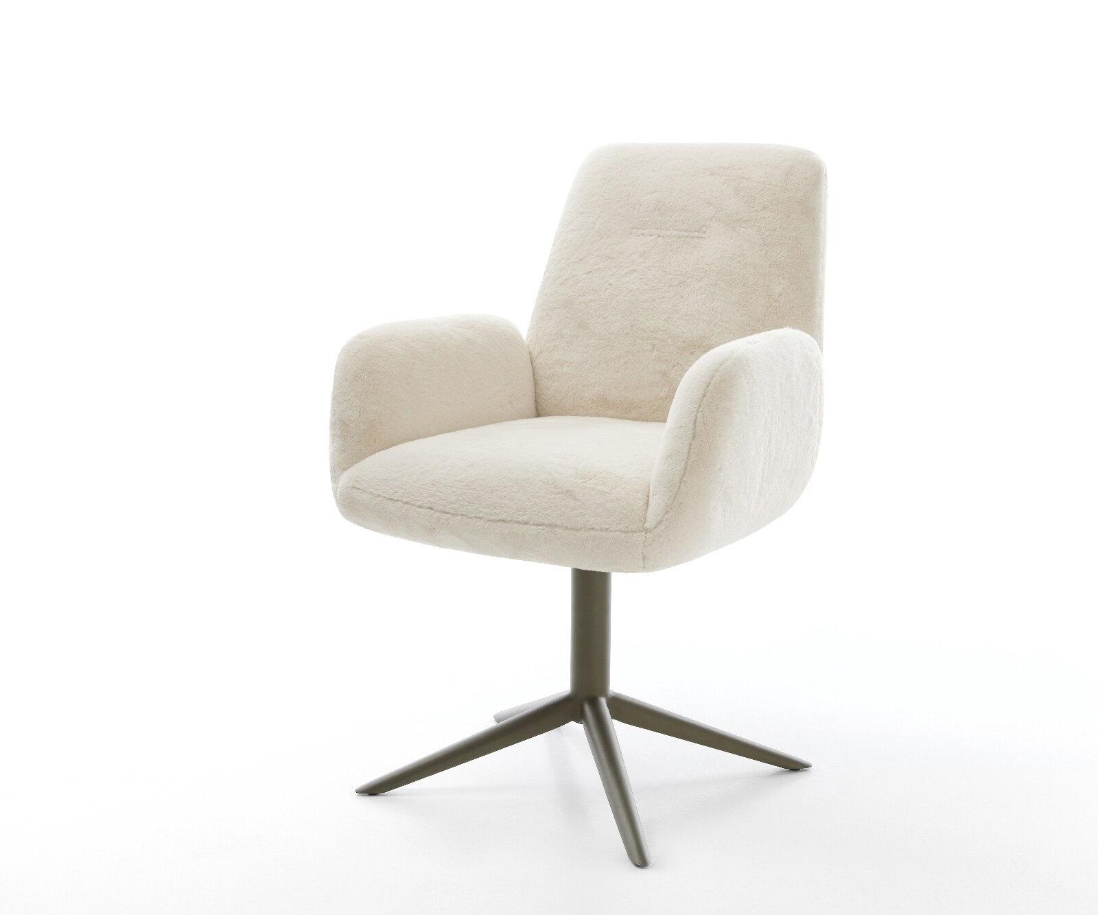 Drehstuhl Zoa-Flex Plüsch Creme-Weiß Fußkreuz Effektfinish Titan 360° drehb günstig online kaufen