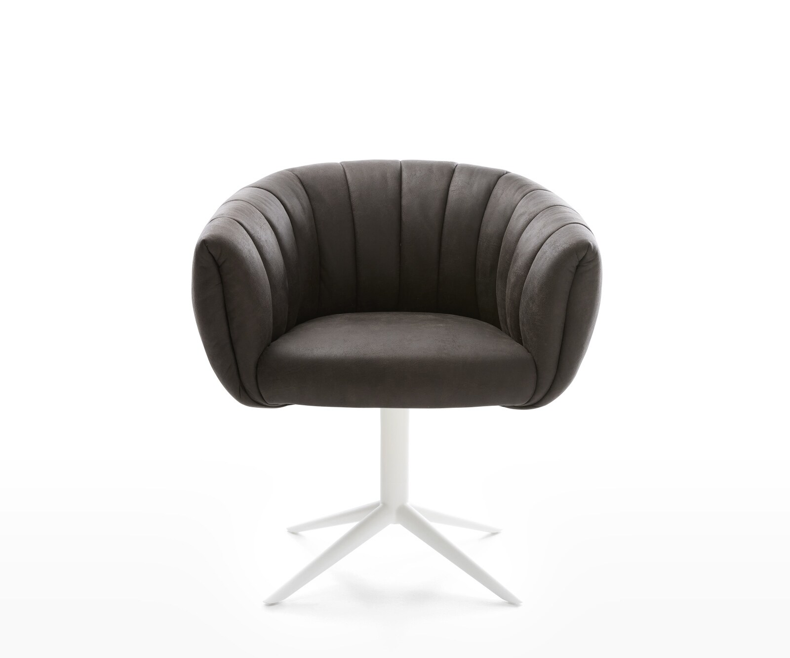 Drehstuhl Jada-Flex Mikrofaser Anthrazit Vintage Fußkreuz Weiß 360° drehbar Wippfunktion Taschenfederkern 1