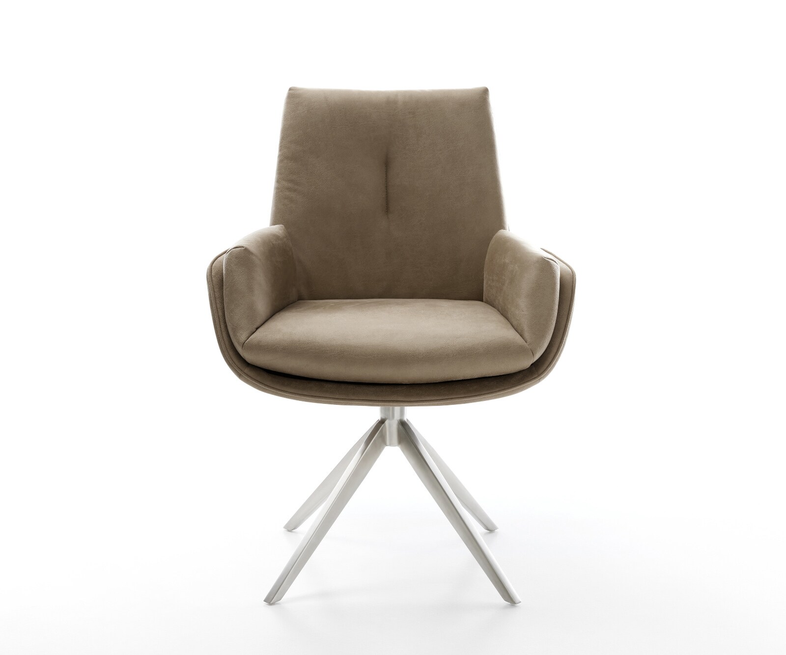 Drehstuhl Clea-Flex Mikrofaser Beige Vintage Kreuzgestell breit Edelstahl 360° drehbar Wippfunktion 2