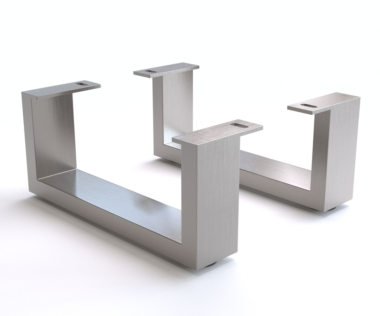 Fuß Kufe 12,5 cm Edelstahl gebürstet für Kastenmöbel der Tiefe 40 cm (2er Set)