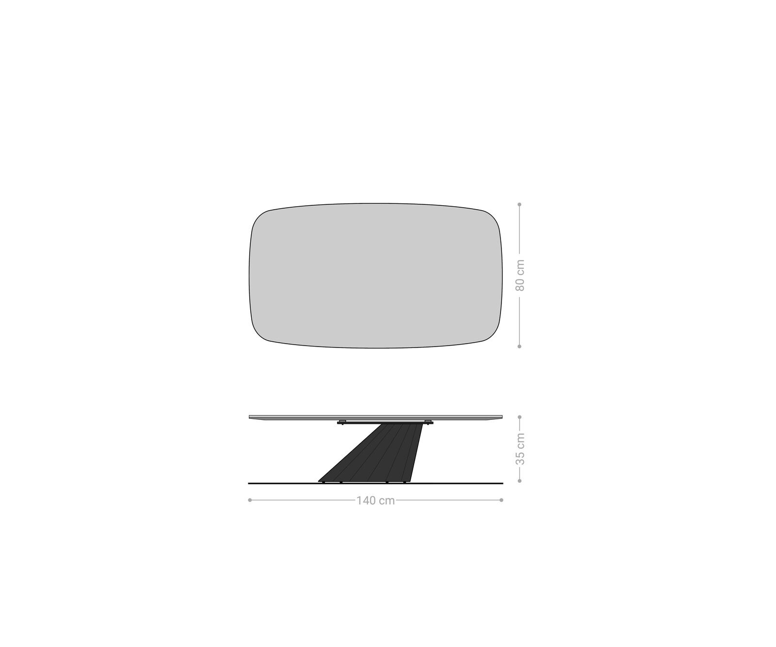 Couchtisch Edge Boot 140x80 cm Keramik Laminam® Noir Desir Braun Parabi Metallic Silber 7