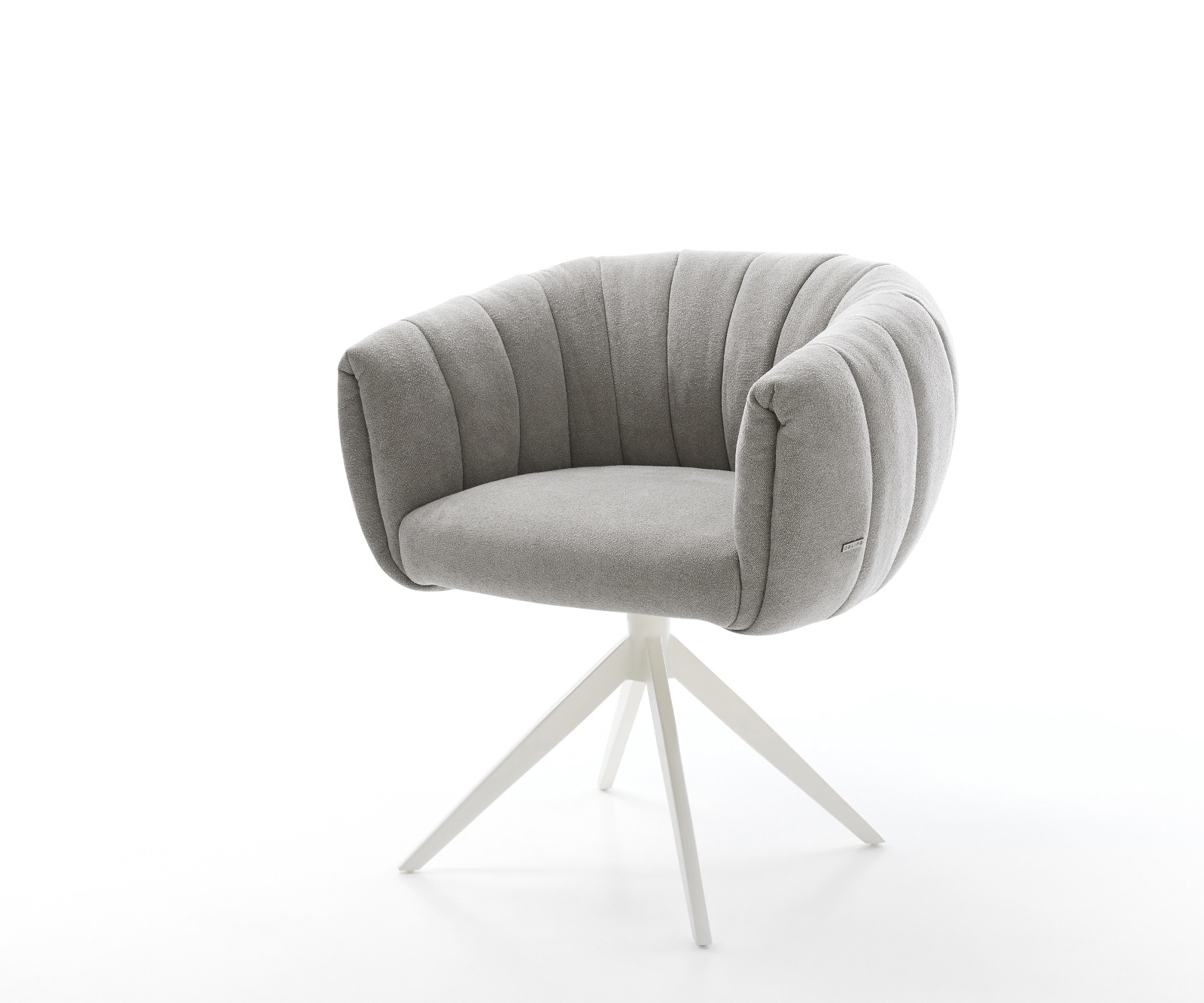 Drehstuhl Jada-Flex Strukturstoff Soft Grau Kreuzgestell breit Weiß 360° drehbar Wippfunktion Taschenfederkern