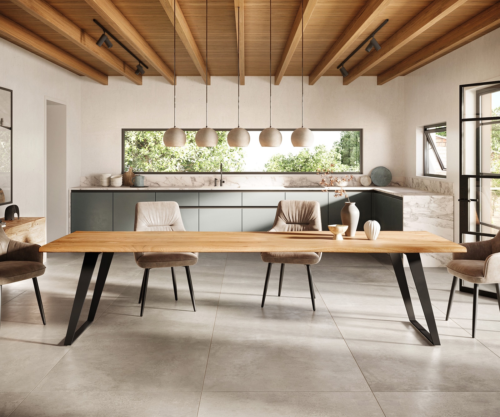 Esstisch Edge 300x100 XL Akazie Natur Metall Schräg Live-Edge 2 Esstisch Edge 300x100 XL Akazie Natur Metall Schräg Live-Edge 2