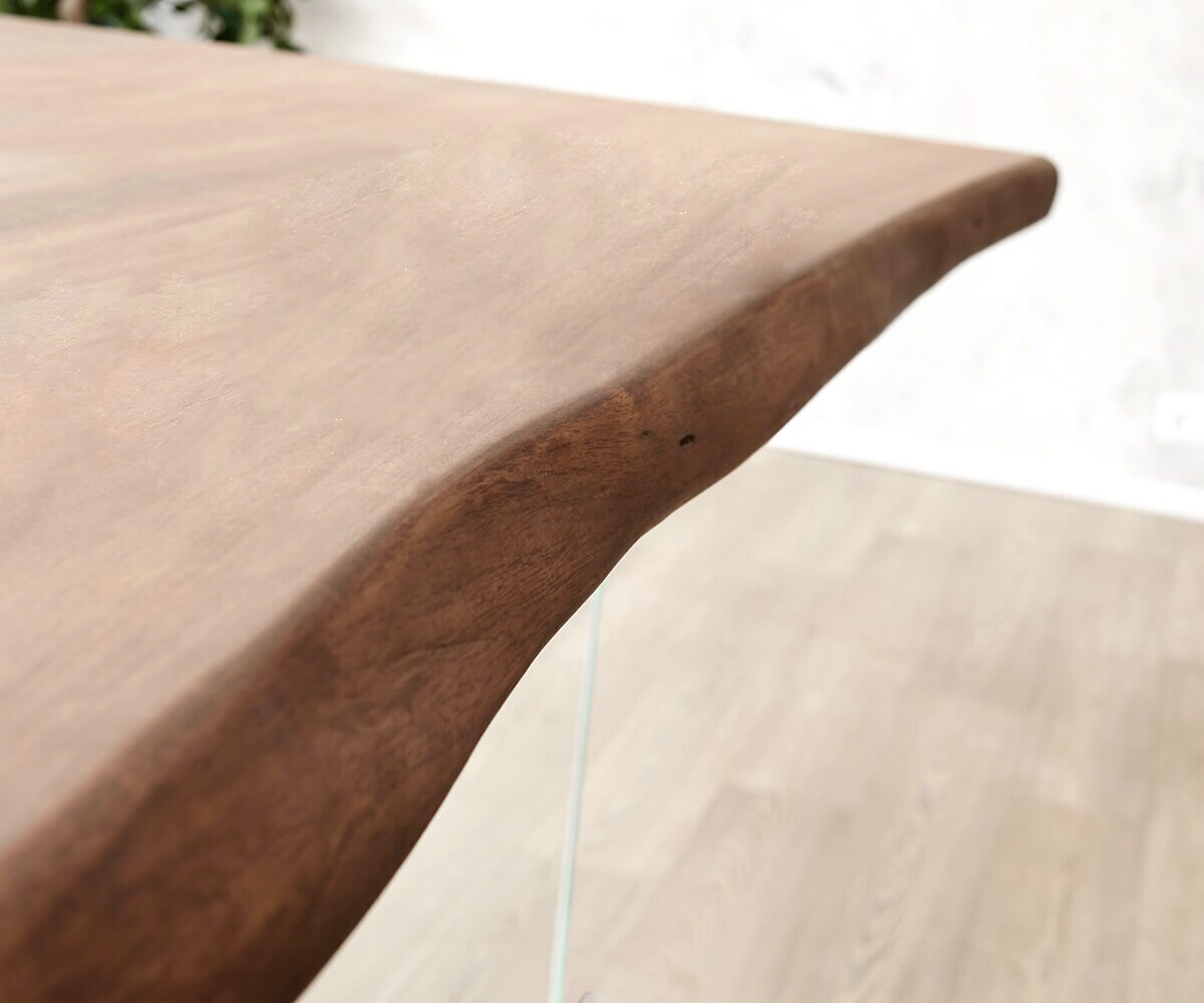 Esstisch Edge 200x100cm XL Akazie Braun Glas Live-Edge 5