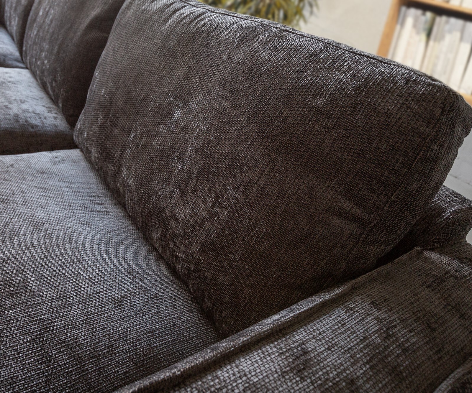 Ecksofa Sottil 290 x 165cm Chenille Anthrazit Recamiere links 4