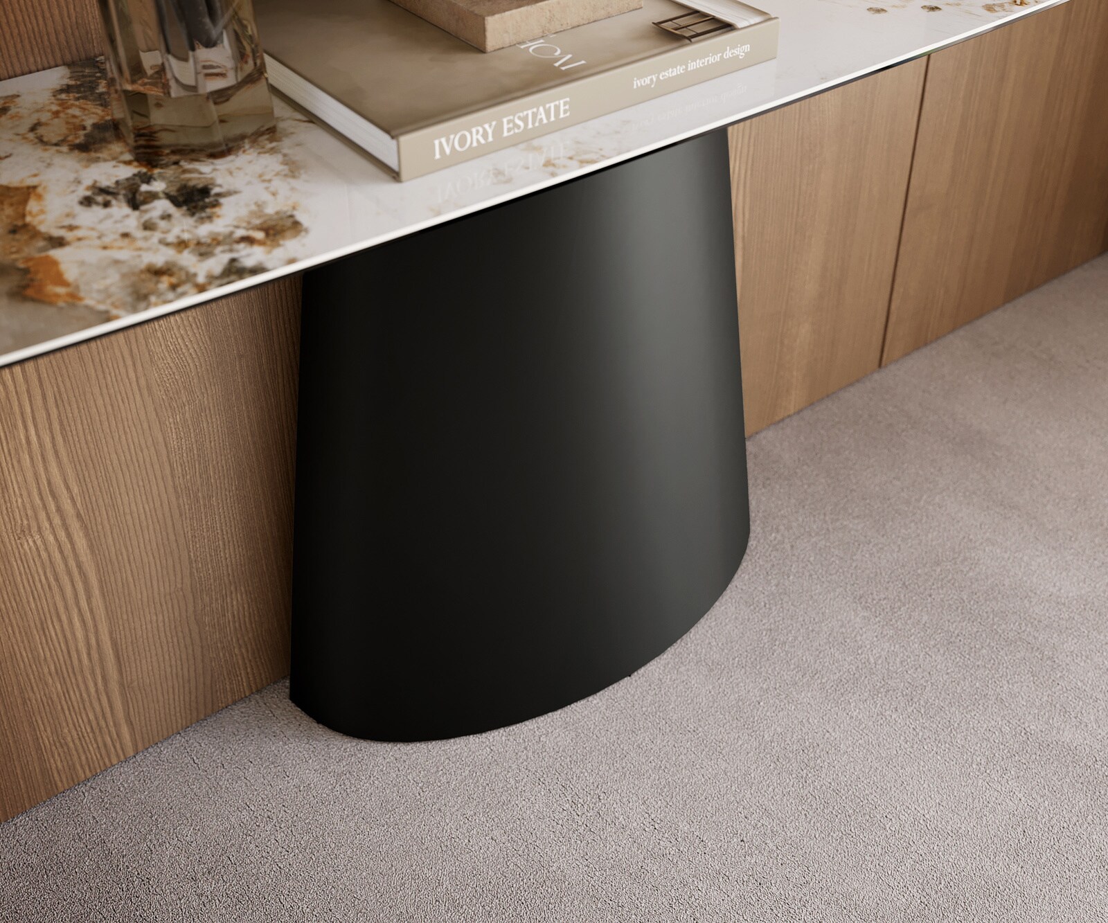 Konsolentisch Edge Boot 180x40 cm Keramik Minas Melange Weiß-Beige Conos Metall Schwarz 5