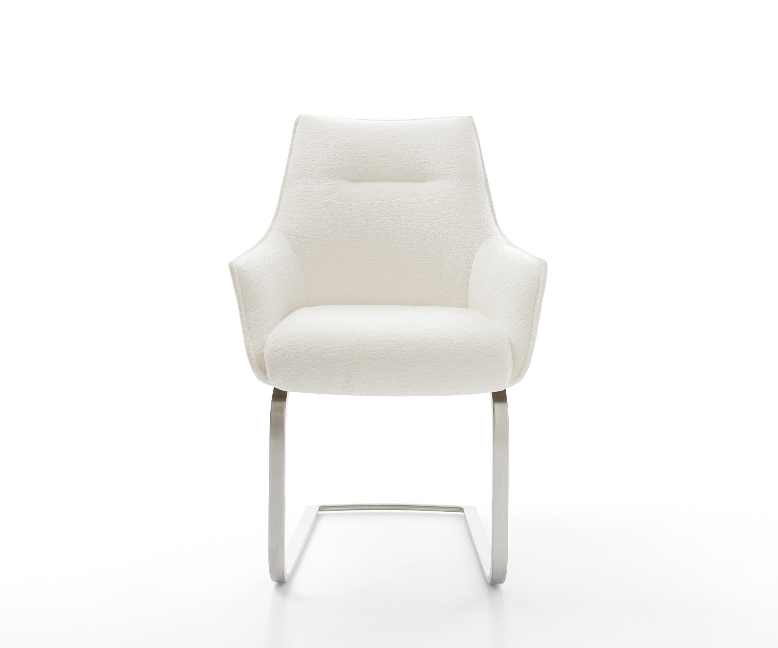 Freischwinger Alja-Flex mit Armlehnen Bouclé Soft Beige Freischwinger flach Edelstahl Taschenfederkern 1