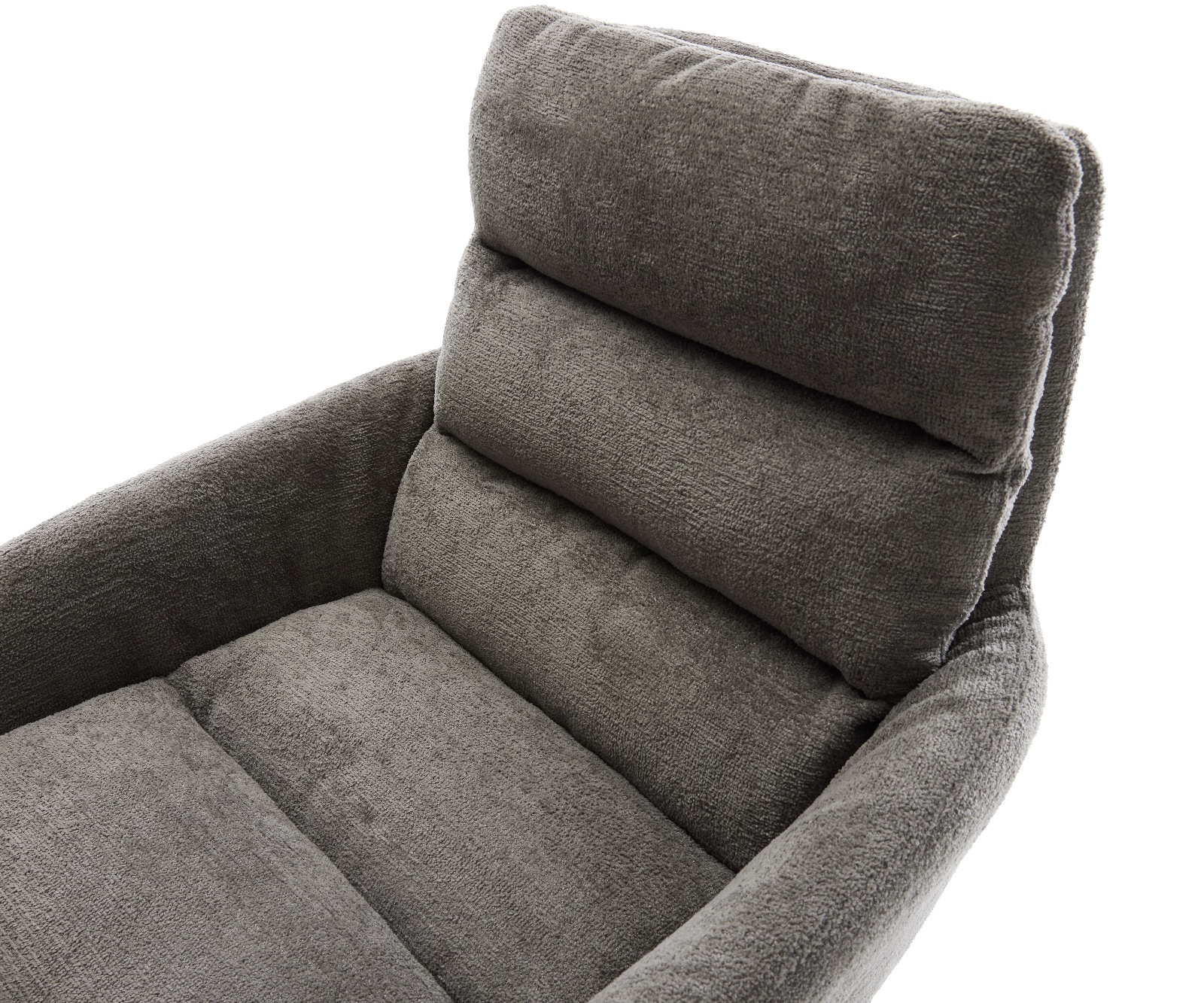 Drehstuhl Abelia-Flex mit Armlehnen Bouclé Soft Schlamm Kreuzgestell breit Schwarz 360° drehbar Wippfunktion 3