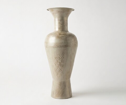 Vase Medora B27 x T27 x H71 cm Metall Ivory Terra Handgemacht