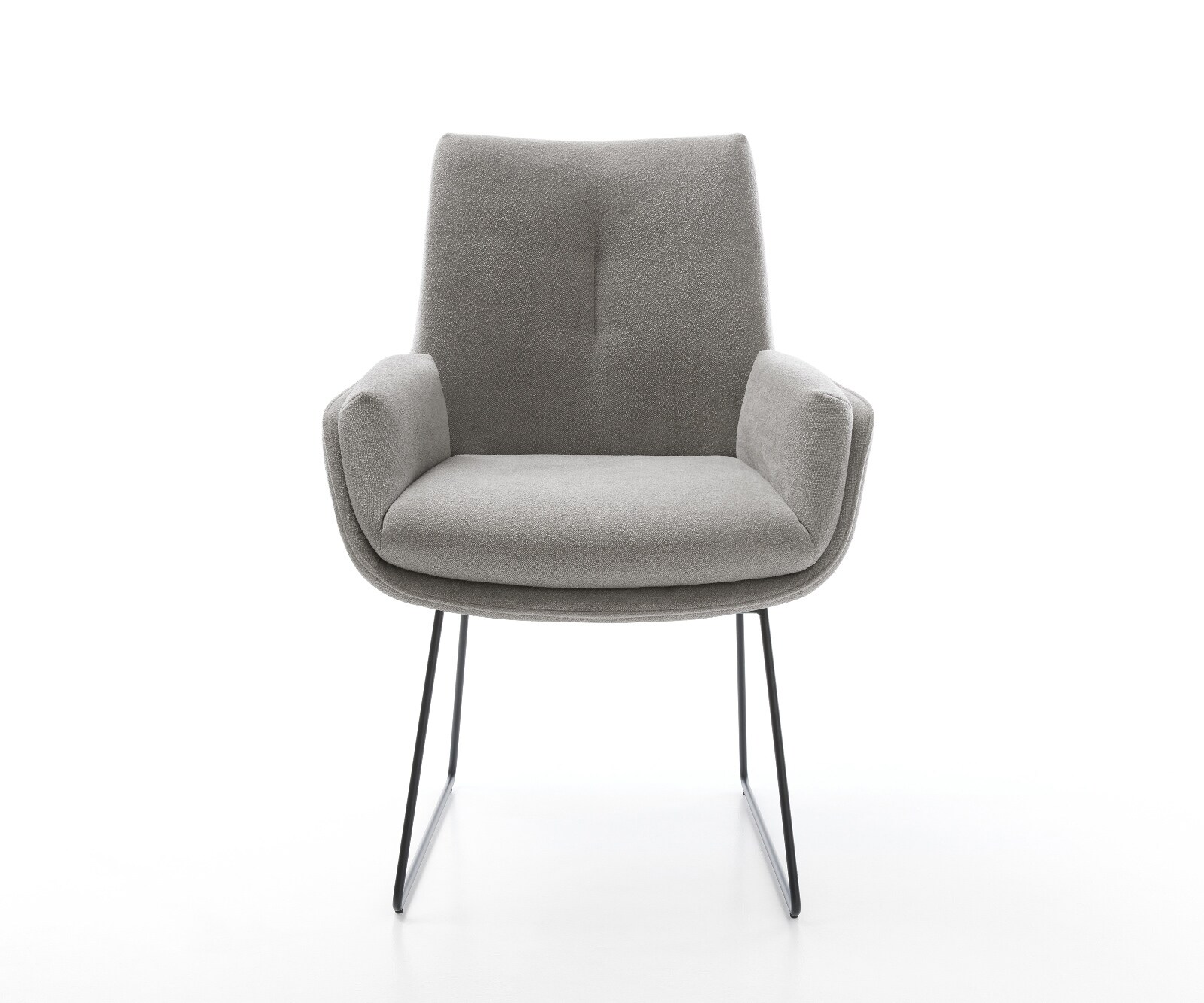 Esszimmerstuhl Clea-Flex Strukturstoff Soft Grau Kufengestell Schwarz 1