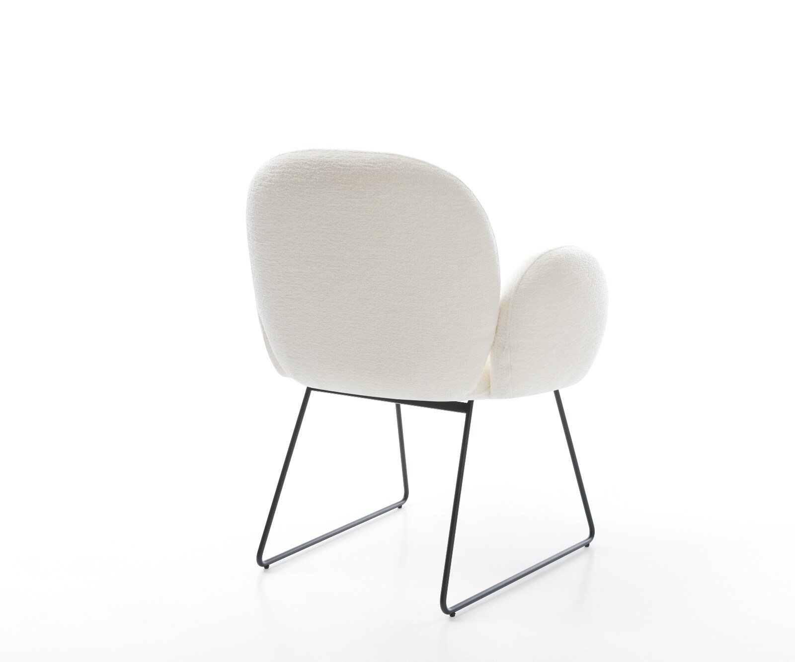 Esszimmerstuhl Nube-Flex mit Armlehnen Bouclé Soft Beige Kufengestell Schwarz Taschenfederkern 4