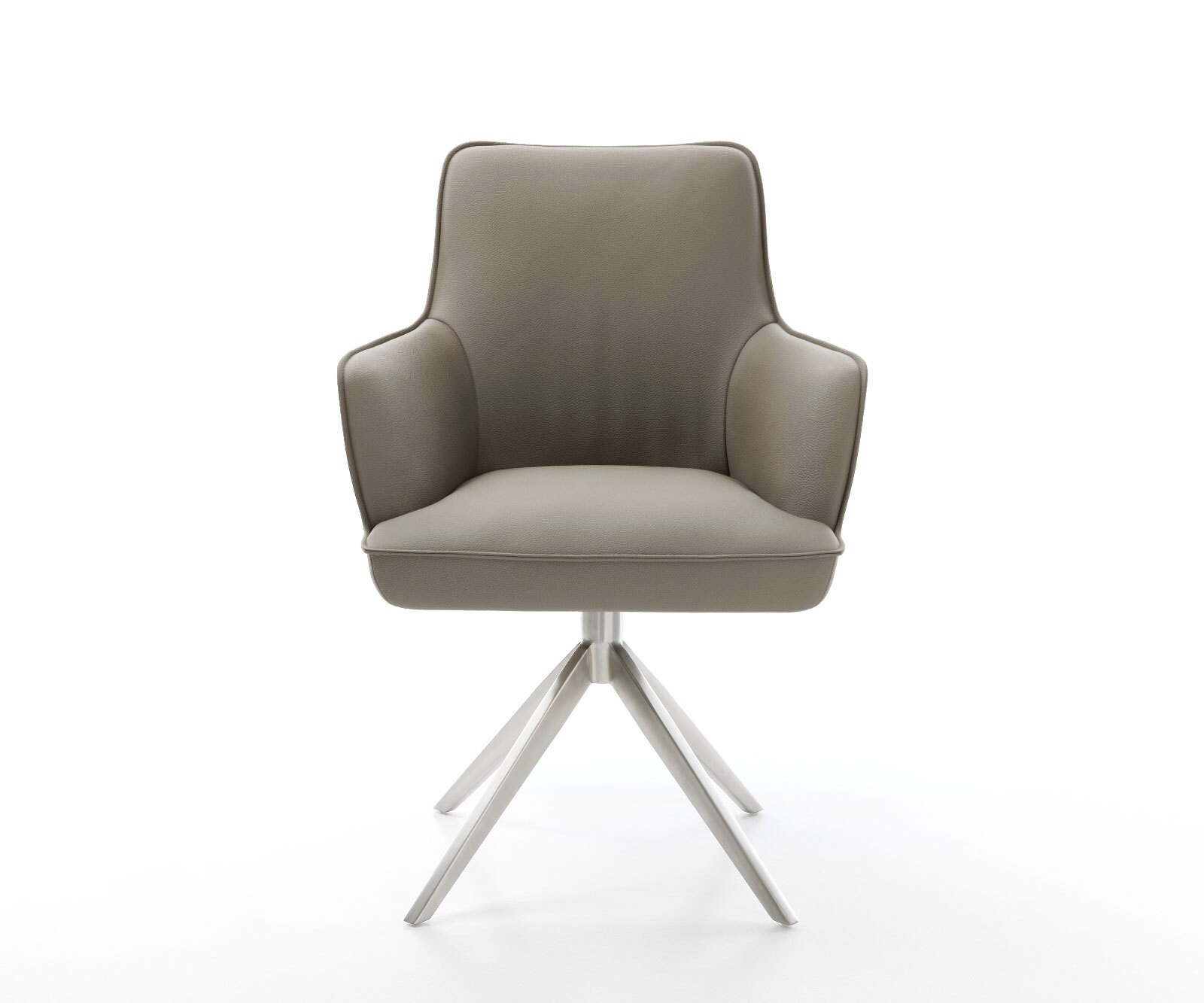 Drehstuhl Heira-Flex mit Armlehnen Echt-Leder Schlamm Kreuzgestell breit Edelstahl 360° drehbar Wippfunktion Taschenfederkern 1 Drehstuhl Heira-Flex mit Armlehnen Echt-Leder Schlamm Kreuzgestell breit Edelstahl 360° drehbar Wippfunktion Taschenfederkern 1