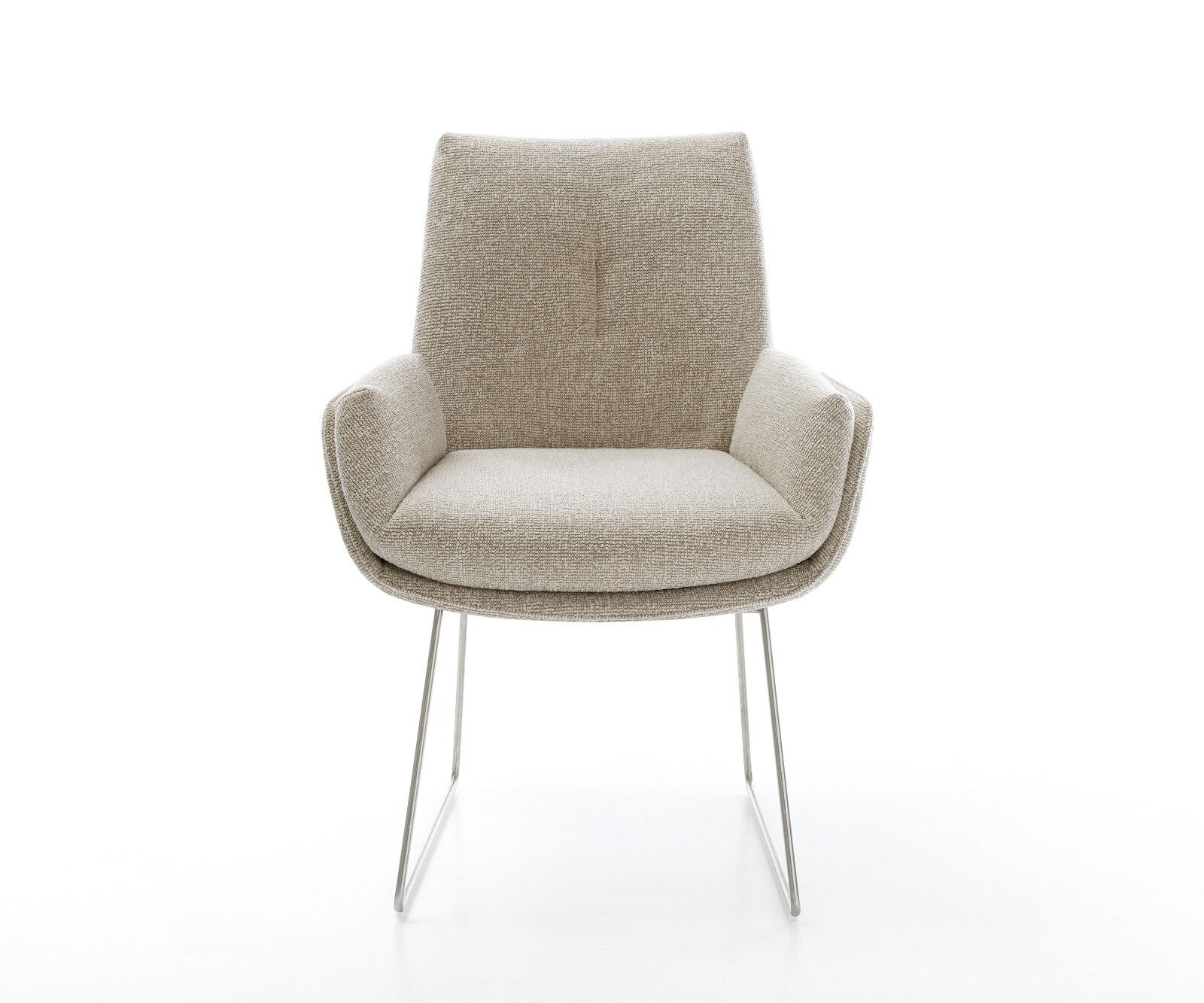Esszimmerstuhl Clea-Flex Webstoff Soft Beige Kufengestell Edelstahl 1