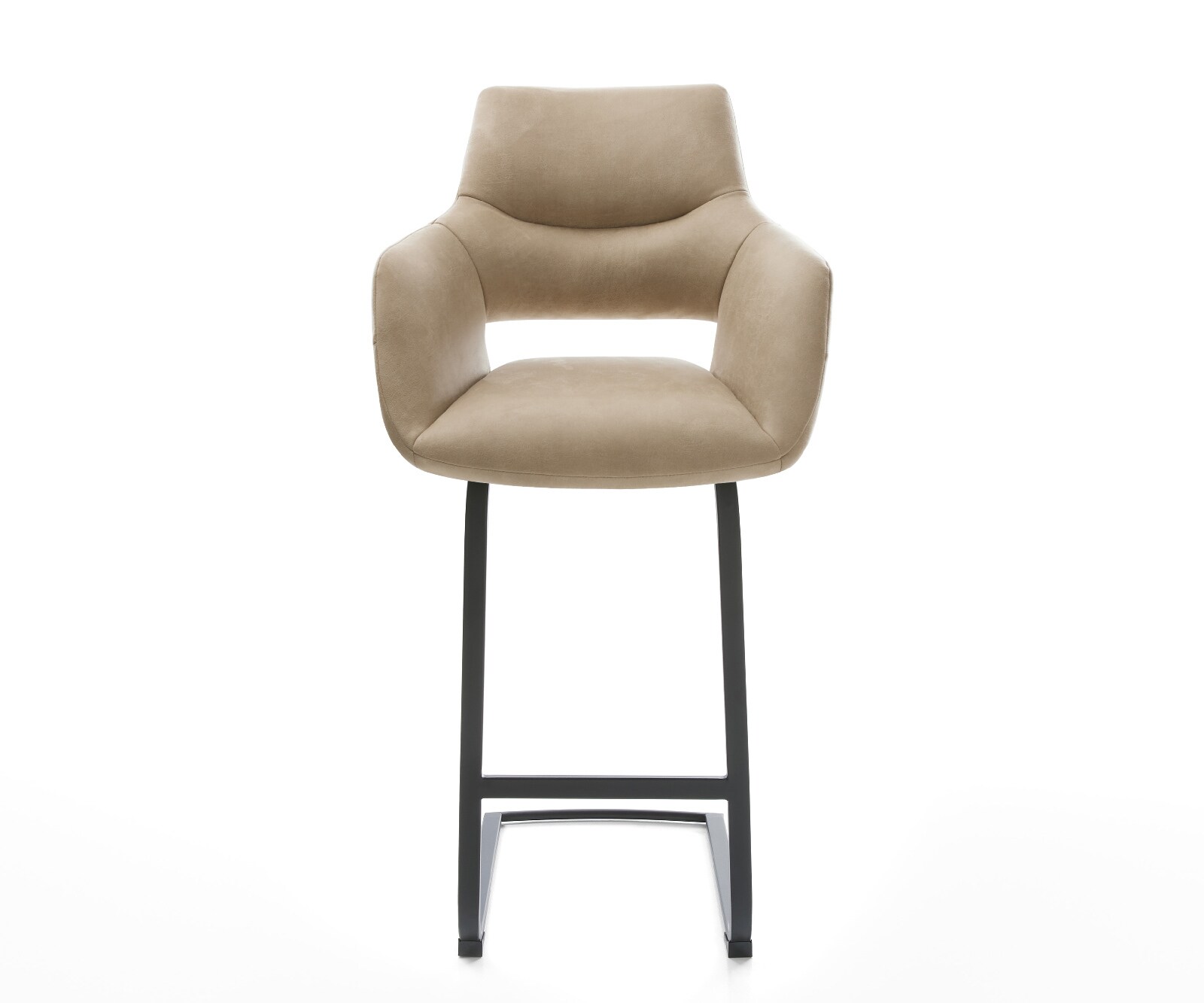 Barstuhl Yago-Flex Mikrofaser Beige Vintage Freischwinger Flach Metall Schwarz Taschenfederkern 2