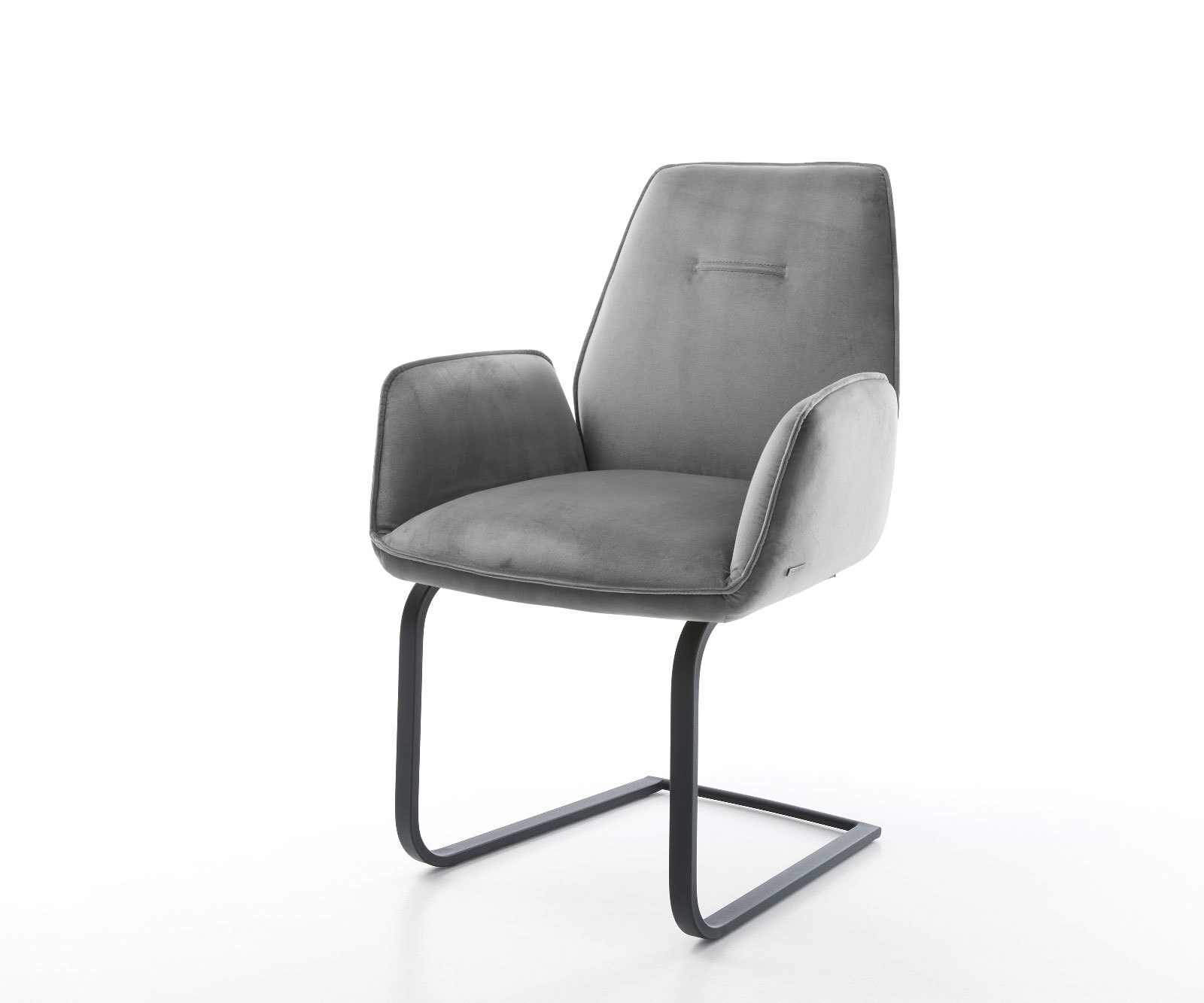 Freischwinger Zoa-Flex Samt Grau Freischwinger flach Schwarz Taschenfederke günstig online kaufen