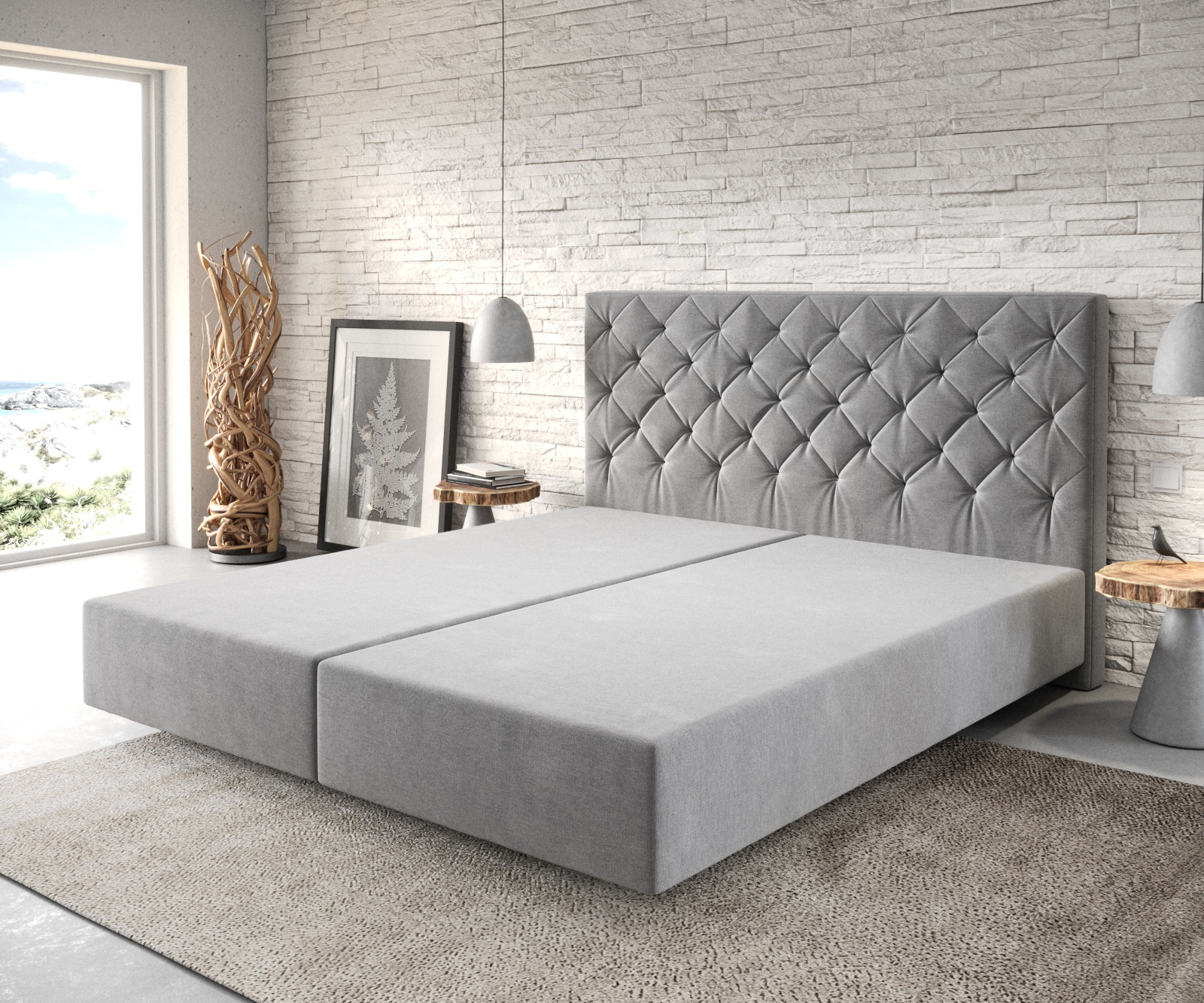 Boxspringgestell Dream-Great 180x200 cm Mikrofaser Grau 1