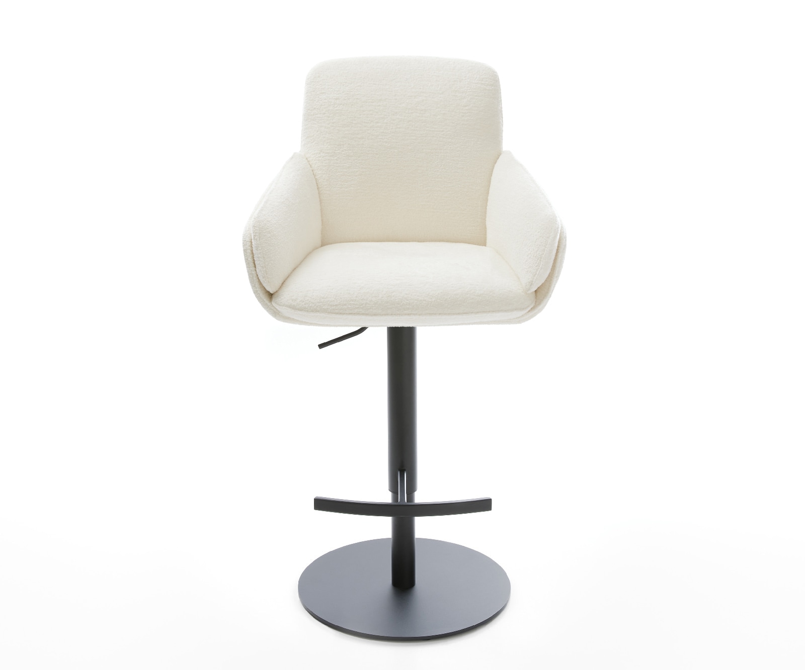 Barstuhl Luan-Flex Bouclé Soft Beige Drehfuß höhenverstellbar Metall Schwarz 1