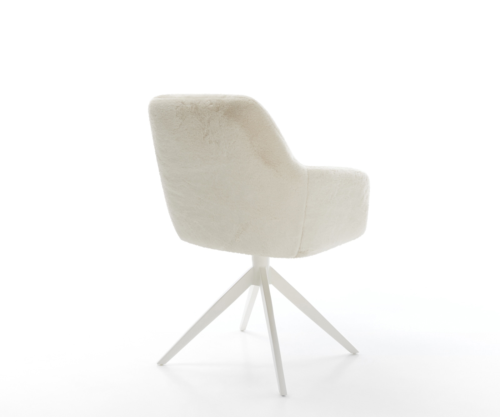 Drehstuhl Pejo-Flex Plüsch Creme-Weiß Kreuzgestell breit Weiß 360° drehbar Wippfunktion Taschenfederkern 5