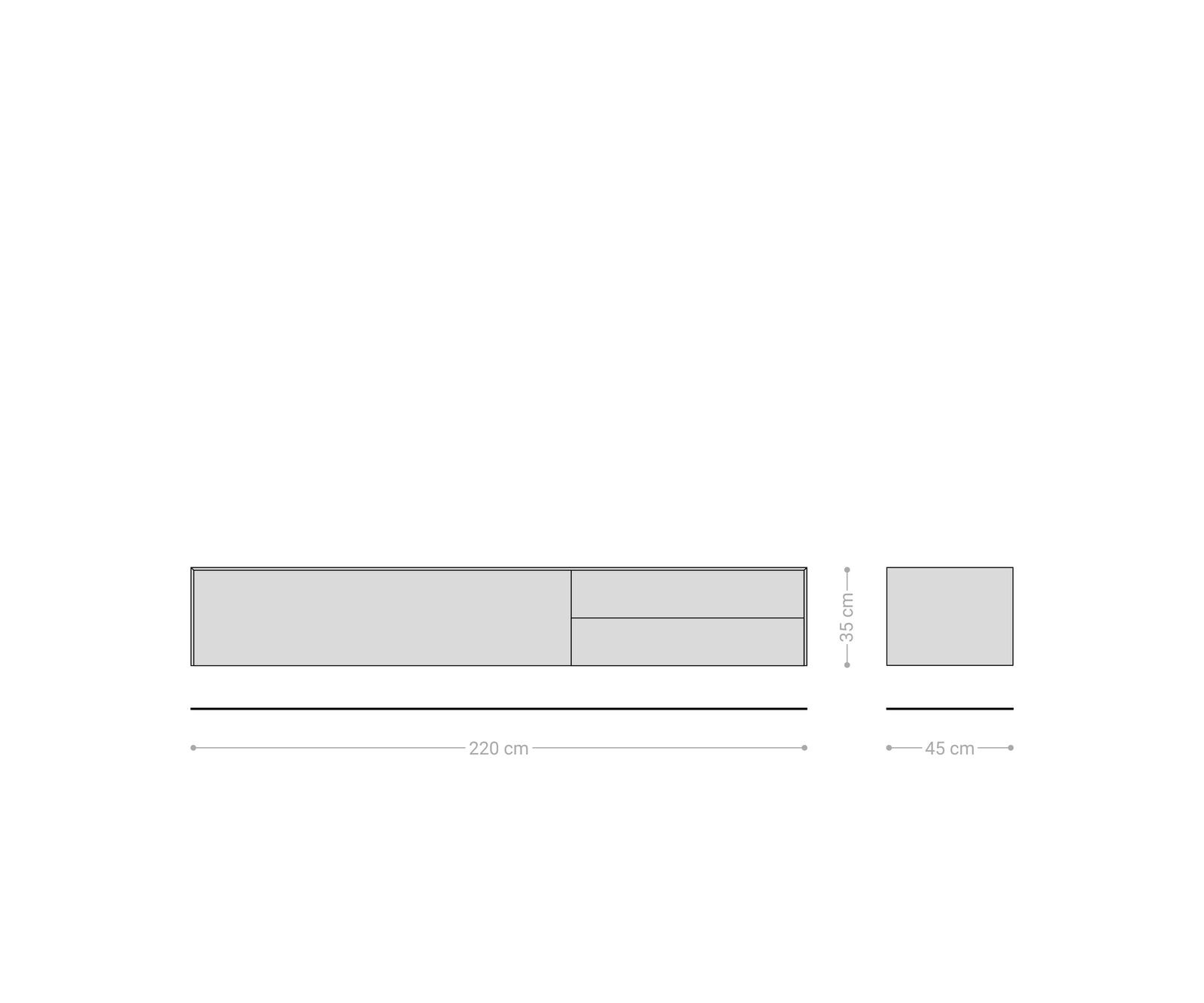 Lowboard Cuor 220 cm Keramik Laminam® Travertino Bianco Creme-Weiß 1 Klappe 2 Schubfächer Schwebend 7