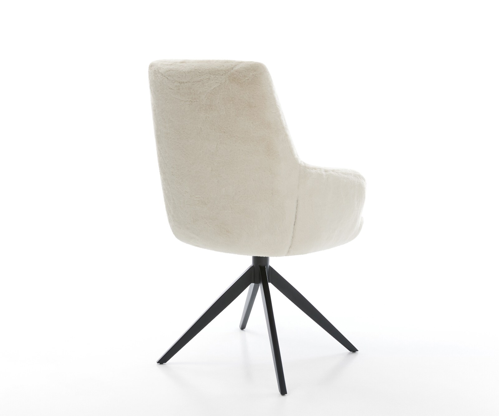 Drehstuhl Zelia-Flex mit Armlehnen Plüsch Creme-Weiß Kreuzgestell breit Schwarz 360° drehbar Wippfunktion Taschenfederkern 5