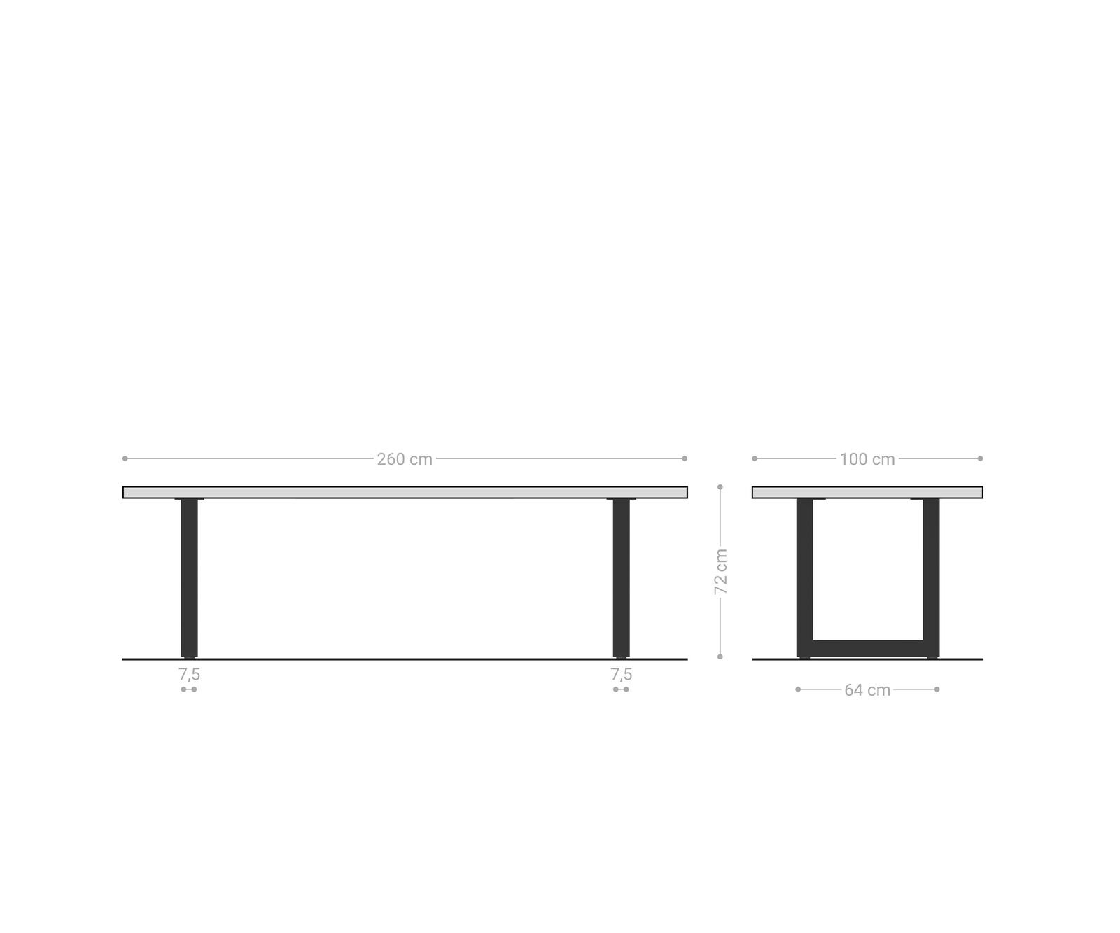 Esstisch Edge 260x100x2,5-3 Eiche Natur Edelstahl breit Live-Edge 9