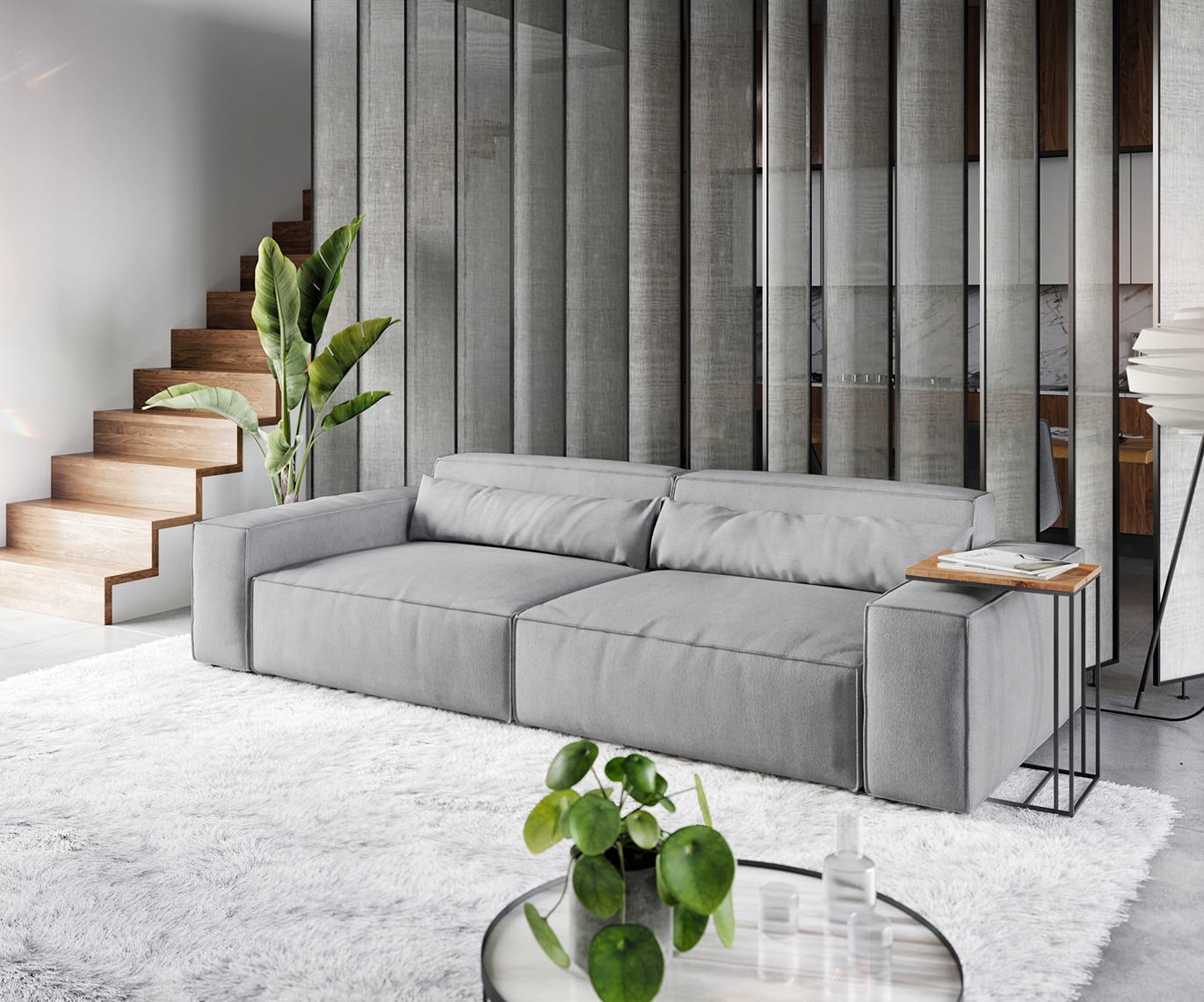 Big-Sofa Sirpio XL 270x130 cm Mikrofaser Grau 1 Big-Sofa Sirpio XL 270x130 cm Mikrofaser Grau 1