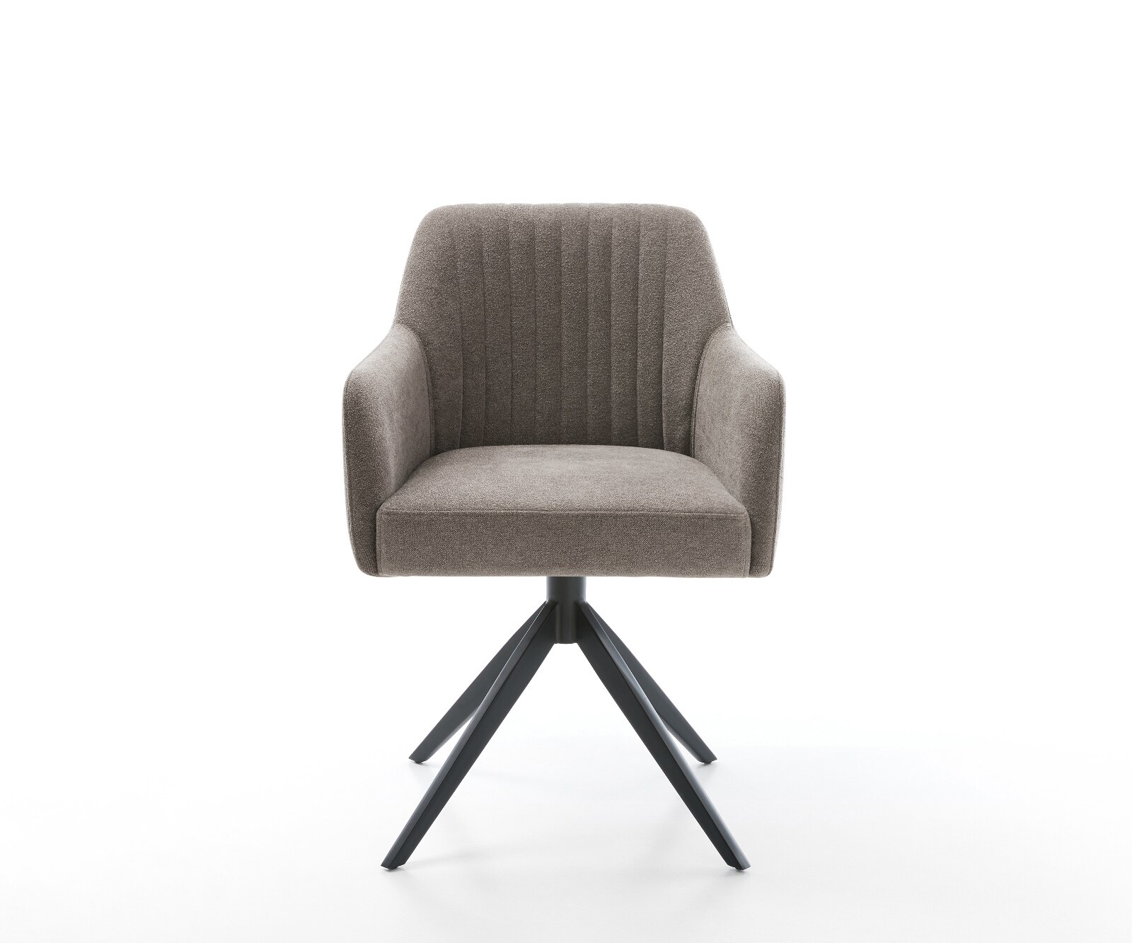 Drehstuhl Greg-Flex Strukturstoff Soft Taupe Kreuzgestell breit Schwarz 360° drehbar Wippfunktion Taschenfederkern 1