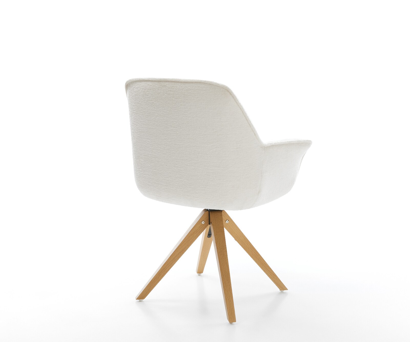 Drehstuhl Keila-Flex mit Armlehnen Bouclé Soft Beige Holzgestell kantig Natur 180° drehbar 4