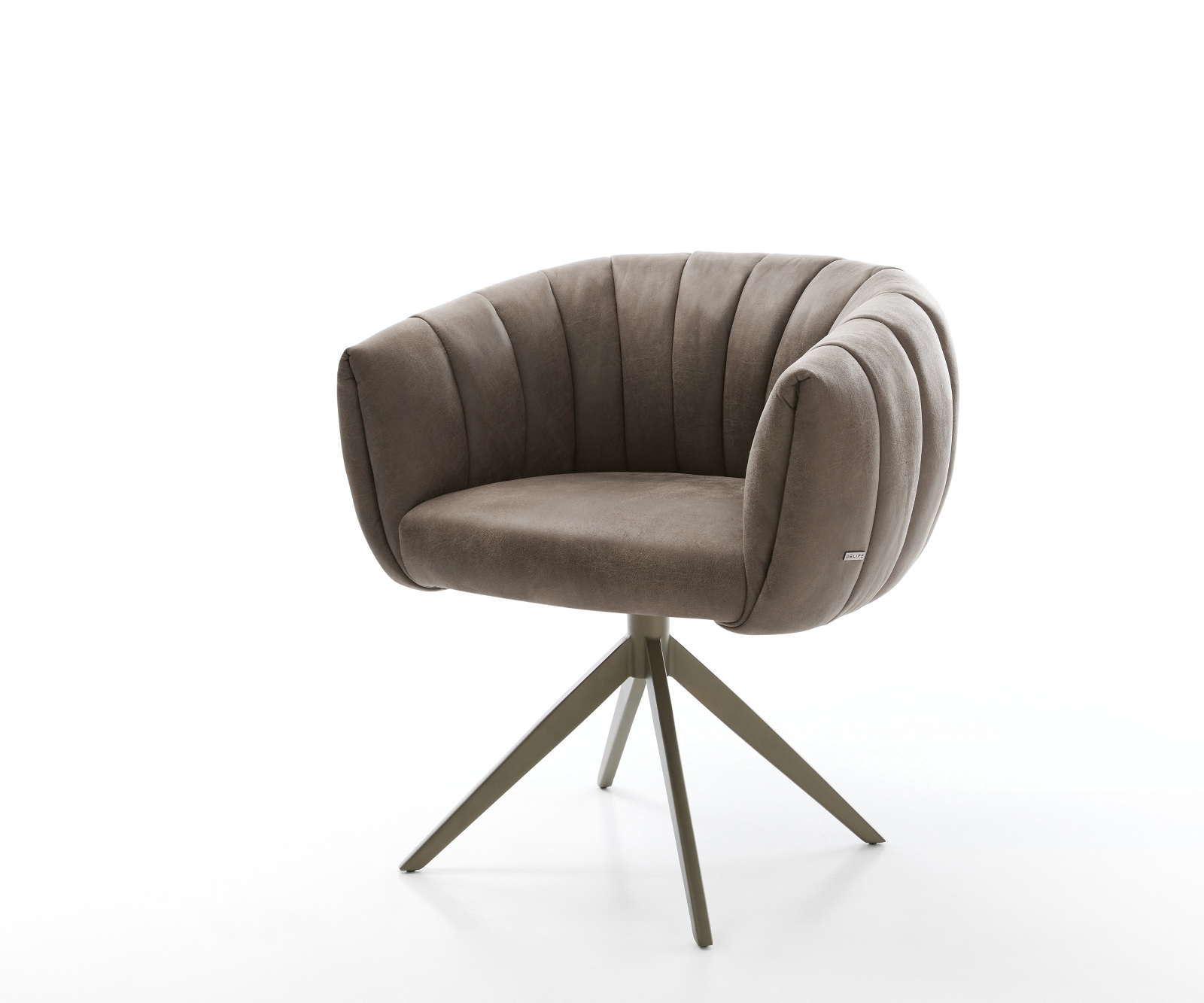 Drehstuhl Jada-Flex Mikrofaser Taupe Vintage Kreuzgestell breit Effektfinish Titan 360° drehbar Wippfunktion Taschenfederkern