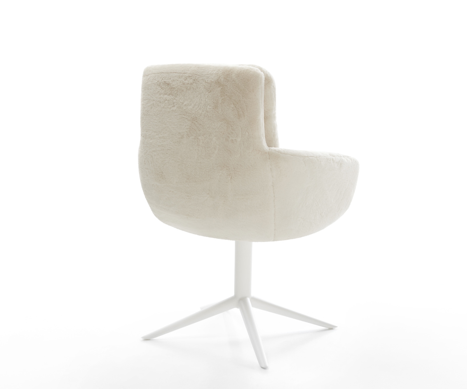 Drehstuhl Abelia-Flex mit Armlehnen Plüsch Creme-Weiß Fußkreuz Weiß 360° drehbar Wippfunktion 4