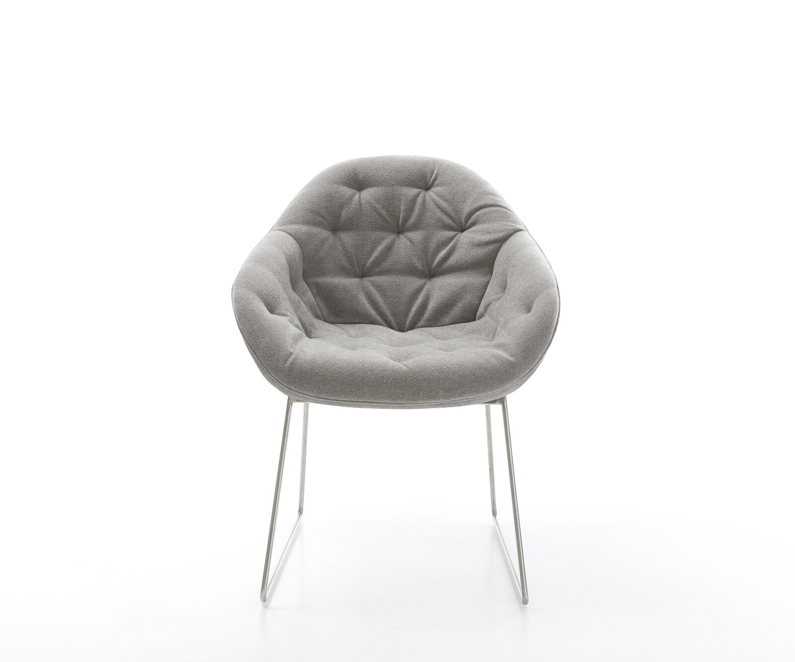 Esszimmerstuhl Gaio-Flex Strukturstoff Soft Grau Kufengestell Edelstahl 2