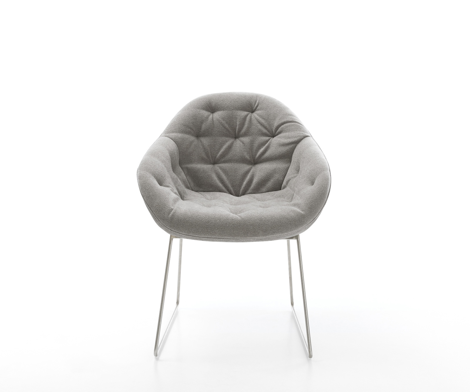 Esszimmerstuhl Gaio-Flex Strukturstoff Soft Grau Kufengestell Edelstahl 2