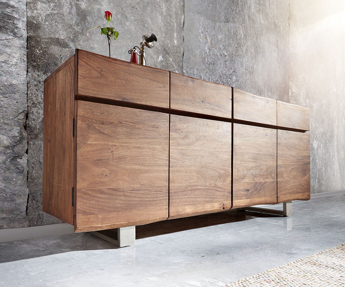 Kommode Live-Edge Akazie mit Türen und Schubkästen Baumkante 4