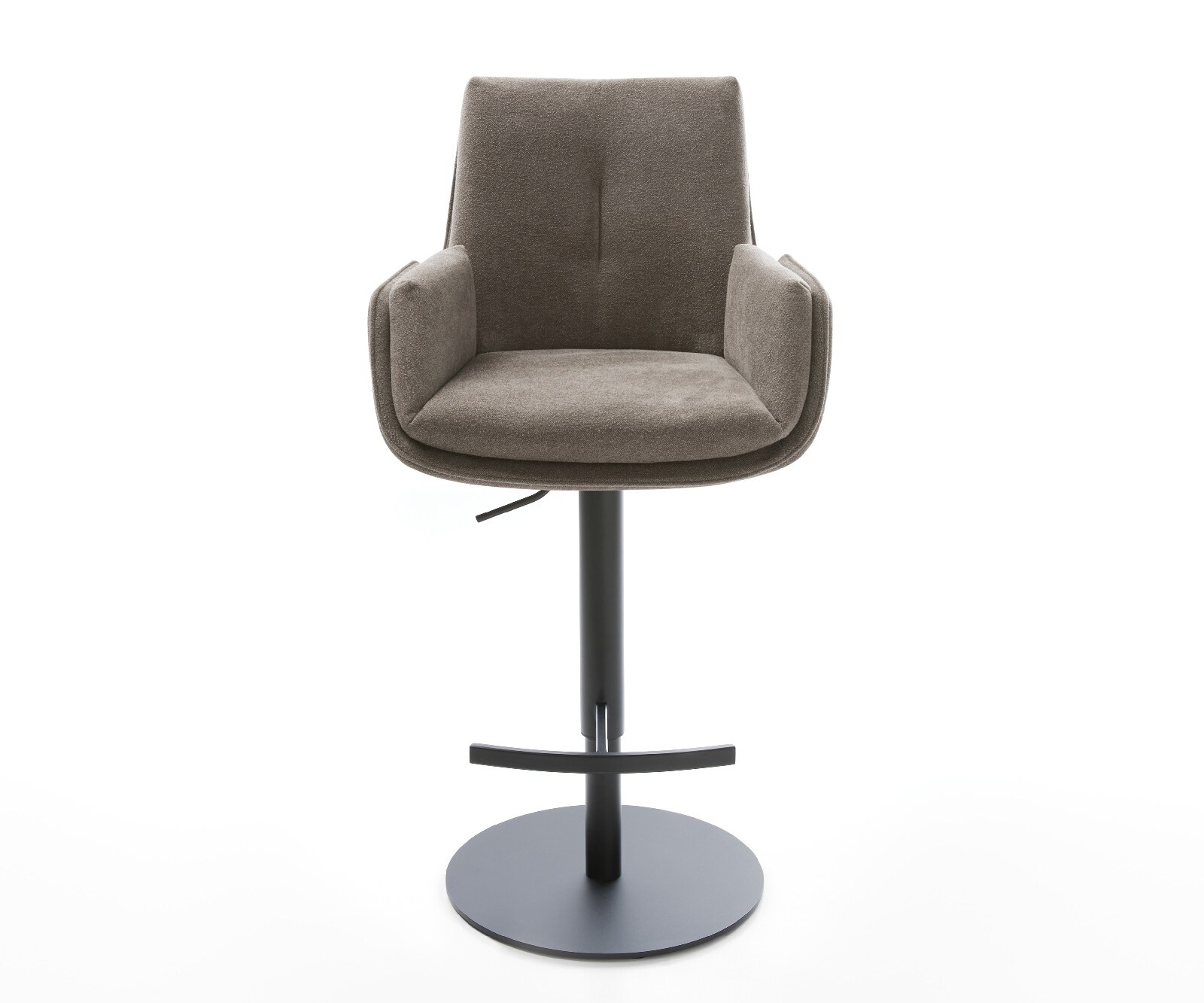 Barstuhl Clea-Flex Strukturstoff Soft Taupe Drehfuß höhenverstellbar Metall Schwarz 1