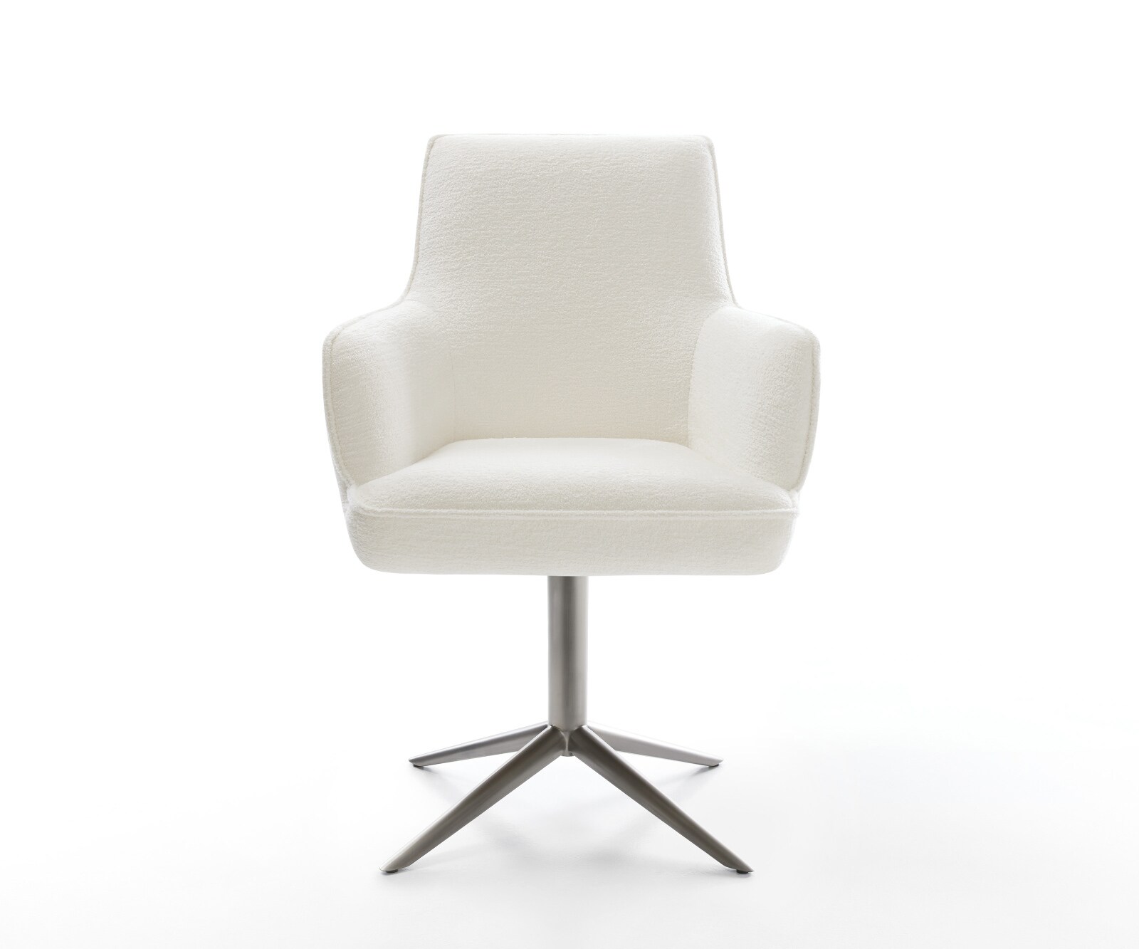 Drehstuhl Heira-Flex mit Armlehnen Bouclé Soft Beige Fußkreuz Graphit 360° drehbar Wippfunktion Taschenfederkern 2