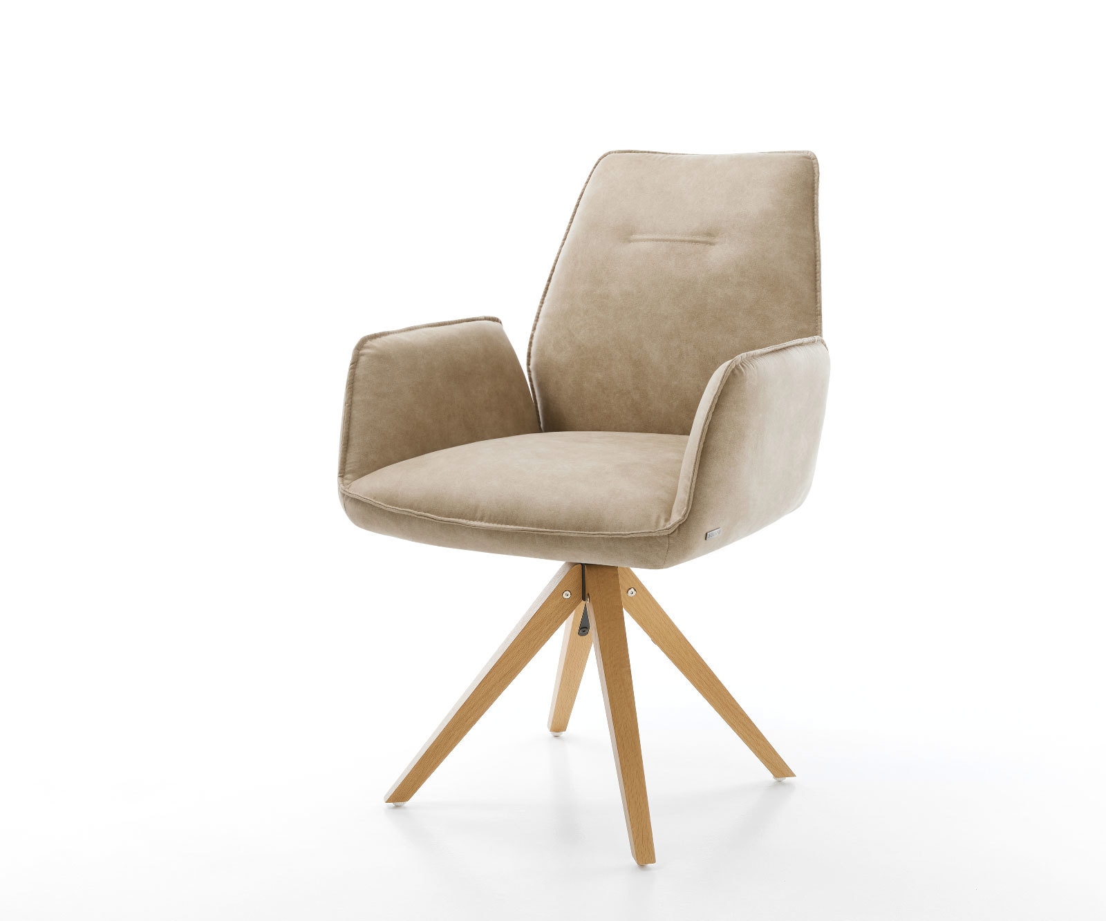 Esszimmerstuhl Zoa-Flex Mikrofaser Beige Vintage Holzgestell kantig Natur 360° drehbar Taschenfederkern