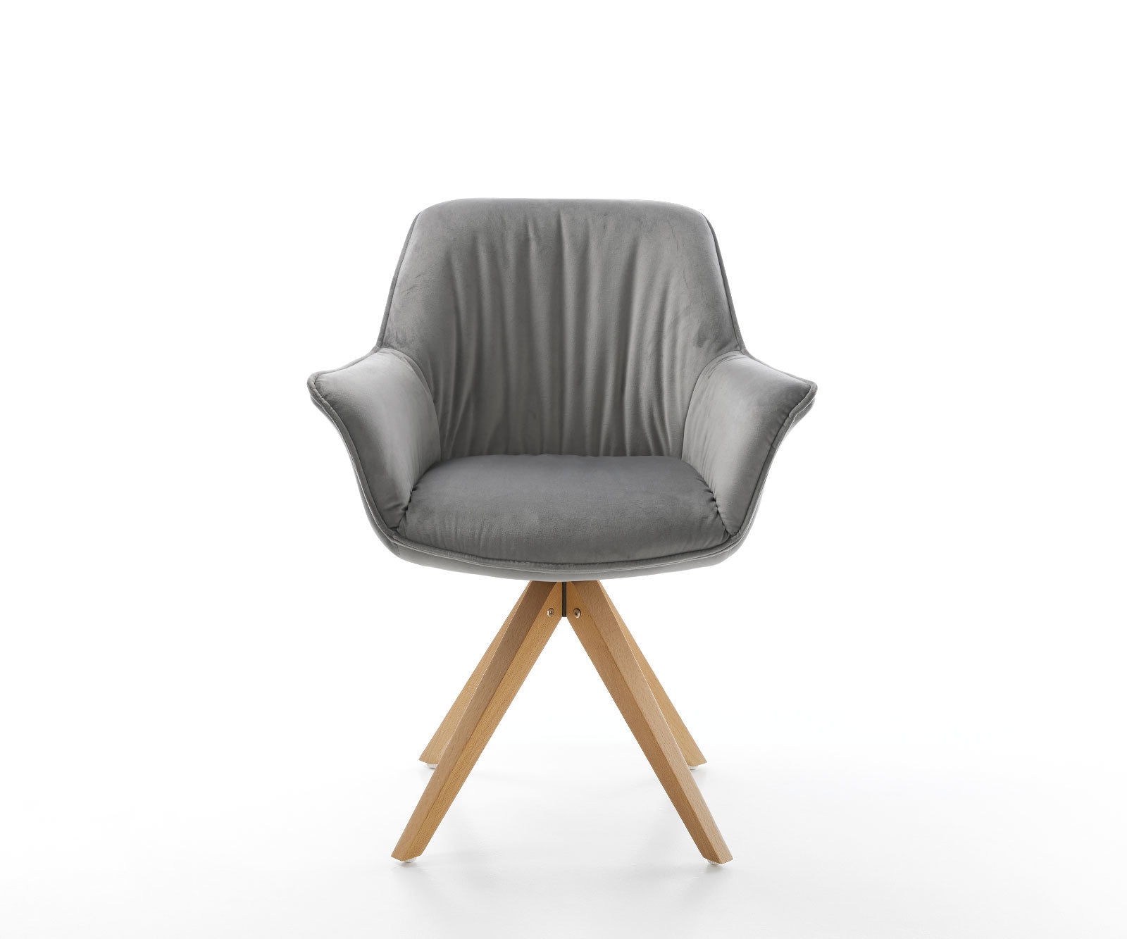 Esszimmerstuhl Keila-Flex mit Armlehnen Samt Grau Holzgestell kantig Natur 2 Esszimmerstuhl Keila-Flex mit Armlehnen Samt Grau Holzgestell kantig Natur 2