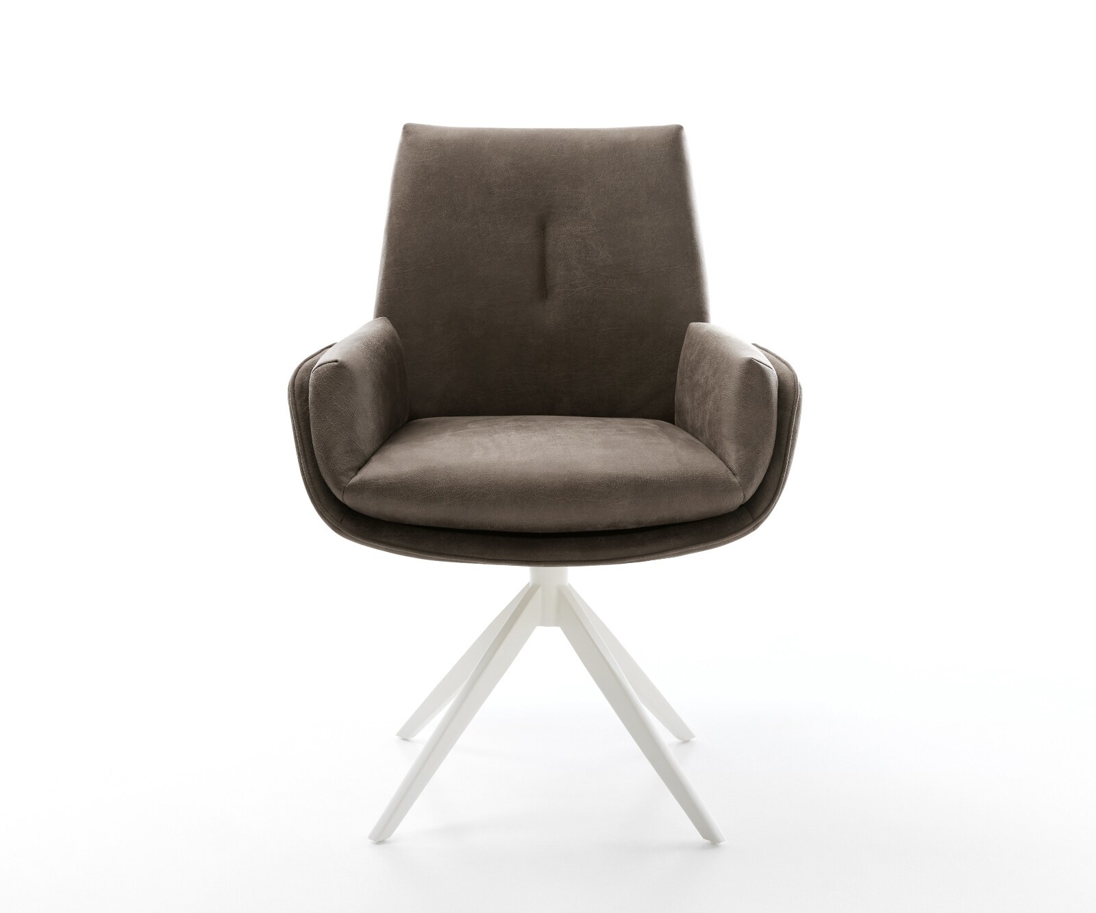 Drehstuhl Clea-Flex Mikrofaser Taupe Vintage Kreuzgestell breit Weiß 360° drehbar Wippfunktion 2