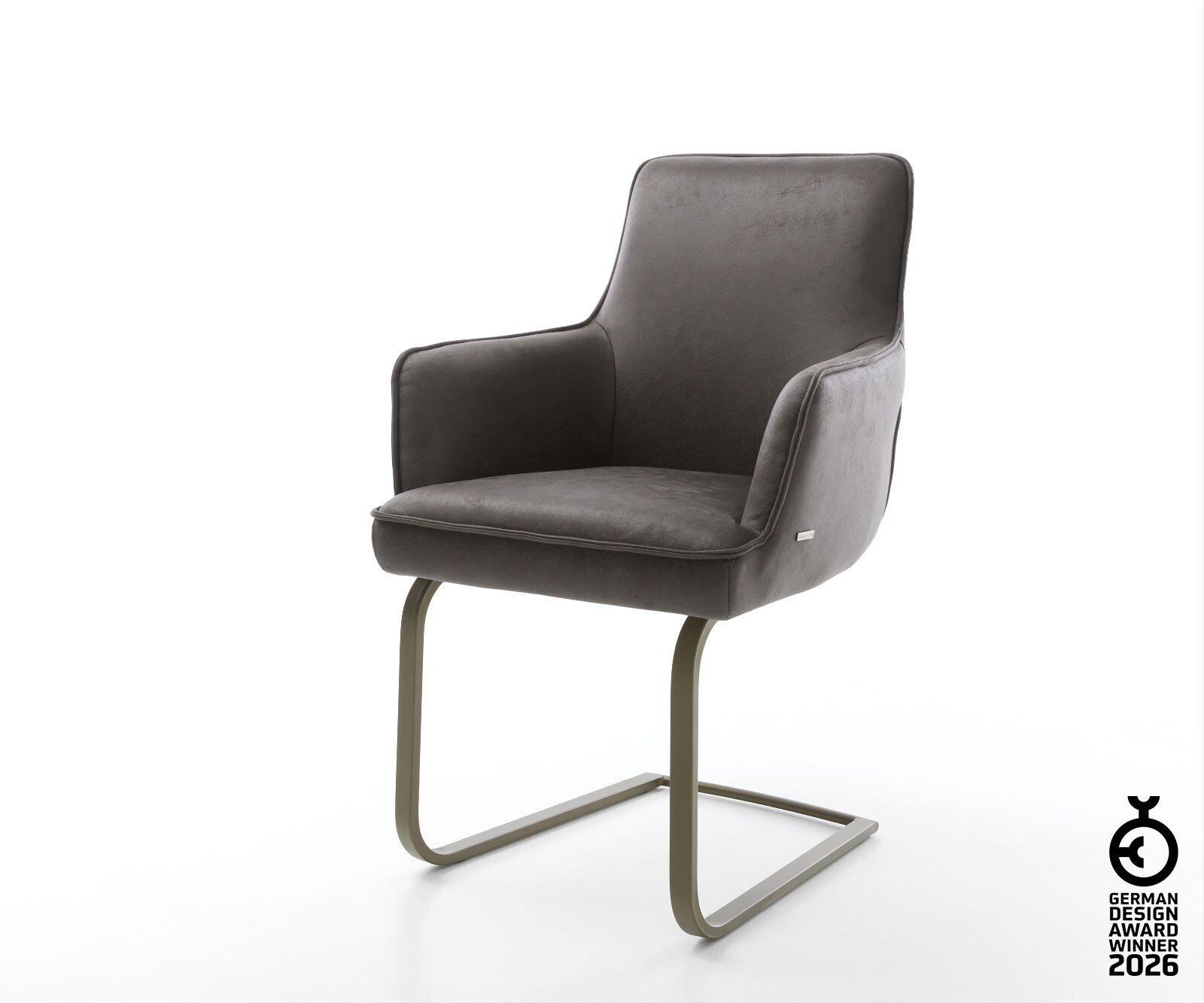 Freischwinger Heira-Flex mit Armlehnen Mikrofaser Anthrazit Vintage Freischwinger flach Effektfinish Titan Taschenfederkern