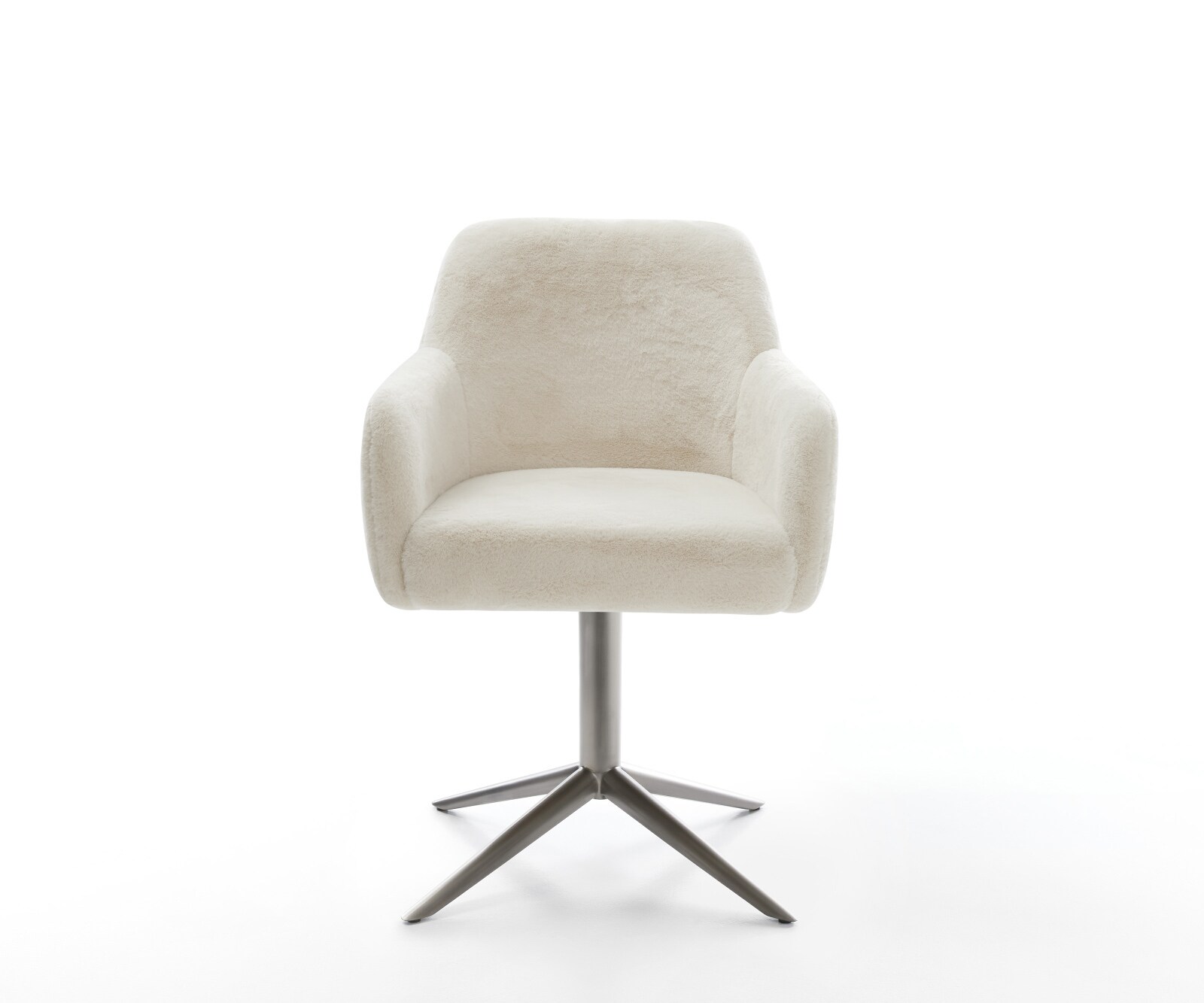 Drehstuhl Greg-Flex Plüsch Creme-Weiß Fußkreuz Graphit 360° drehbar Wippfunktion Taschenfederkern 2