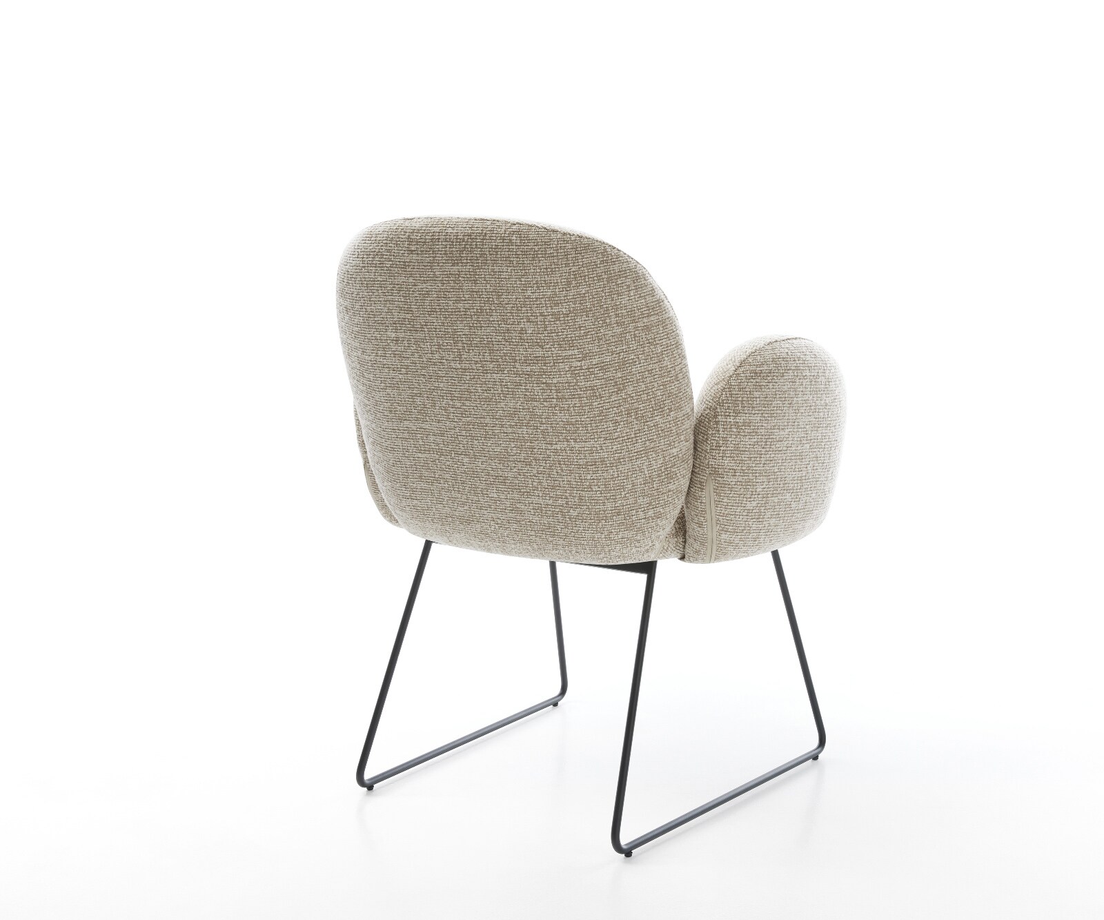 Esszimmerstuhl Nube-Flex mit Armlehnen Webstoff Soft Beige Kufengestell Schwarz Taschenfederkern 5
