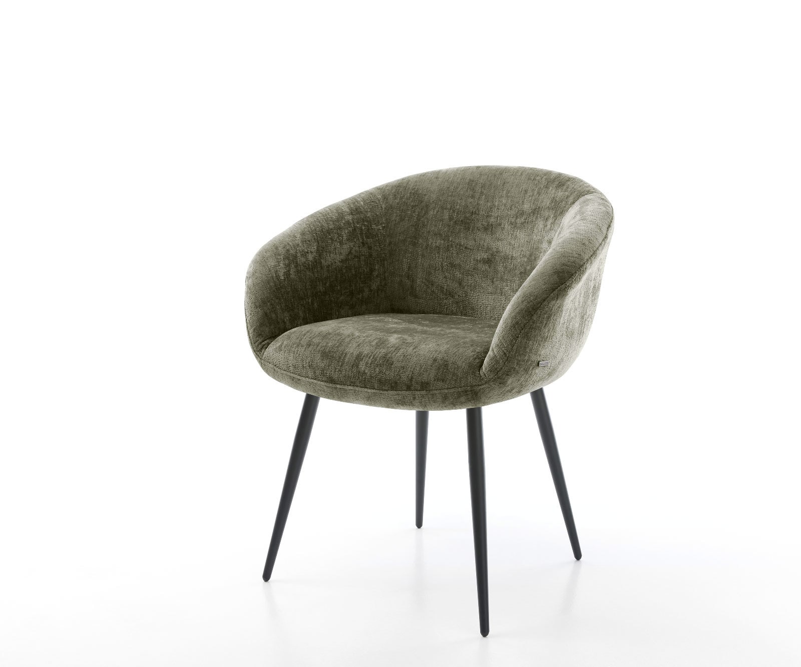 Esszimmerstuhl Vinka-Flex mit Armlehnen Chenille Olive 4-Fuß konisch Schwarz Taschenfederkern Esszimmerstuhl Vinka-Flex mit Armlehnen Chenille Olive 4-Fuß konisch Schwarz Taschenfederkern