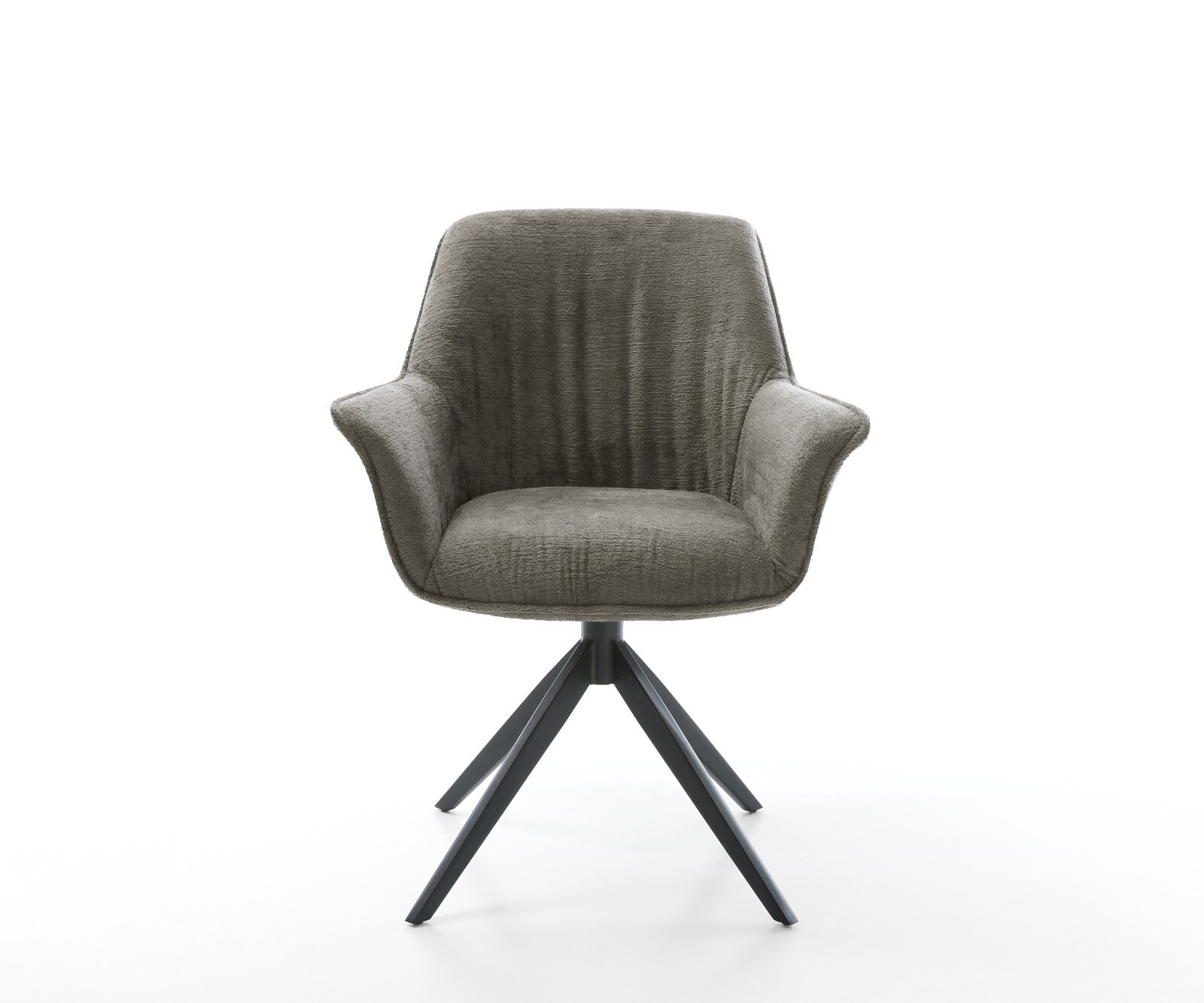 Drehstuhl Keila-Flex mit Armlehnen Bouclé Soft Schlamm Kreuzgestell breit Schwarz 360° drehbar Wippfunktion 1