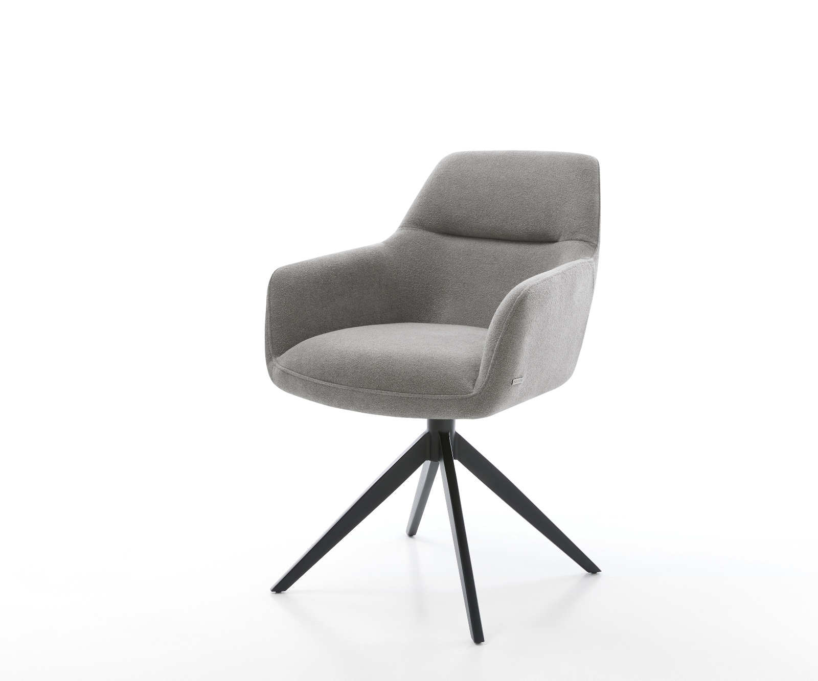 Drehstuhl Pejo-Flex Strukturstoff Soft Grau Kreuzgestell breit Schwarz 360° drehbar Wippfunktion Taschenfederkern