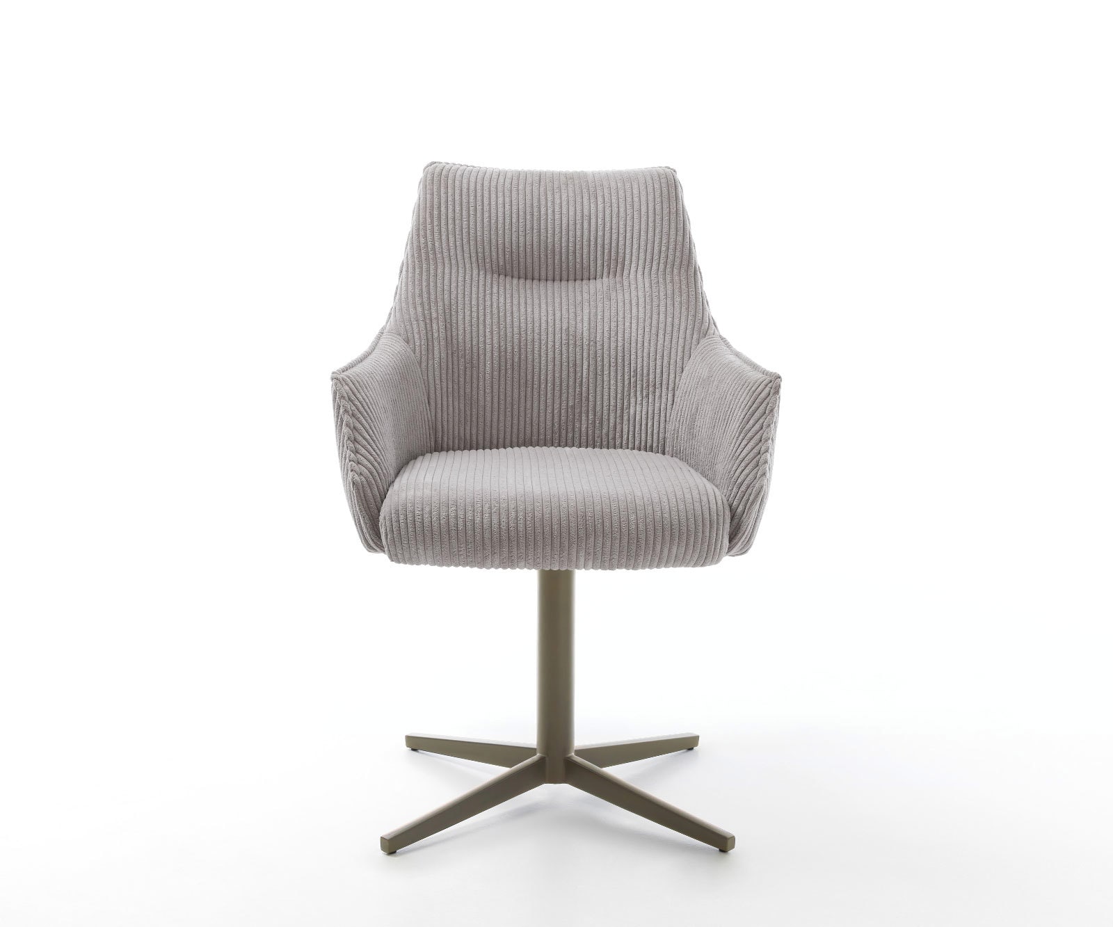 Drehstuhl Alja-Flex mit Armlehnen Cord Silbergrau Fußkreuz Effektfinish Titan 360° drehbar Taschenfederkern 1