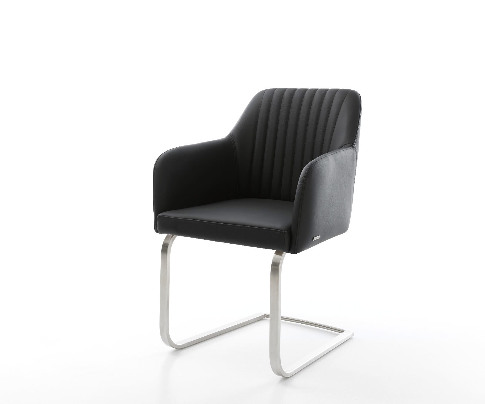 Freischwinger Greg-Flex Echt-Leder Schwarz Freischwinger flach Edelstahl Taschenfederkern